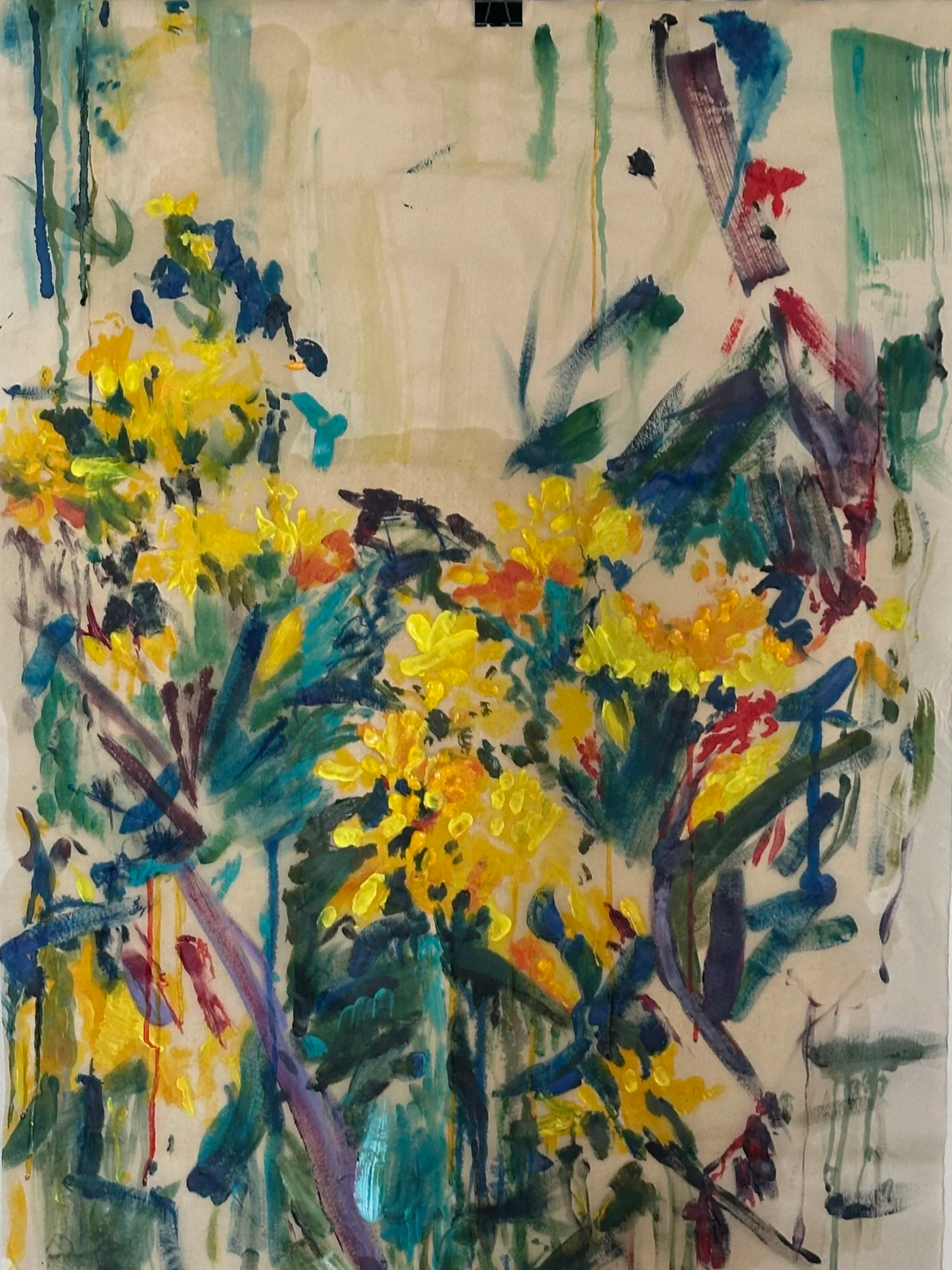 Les genêts, acrylic on paper, 2026