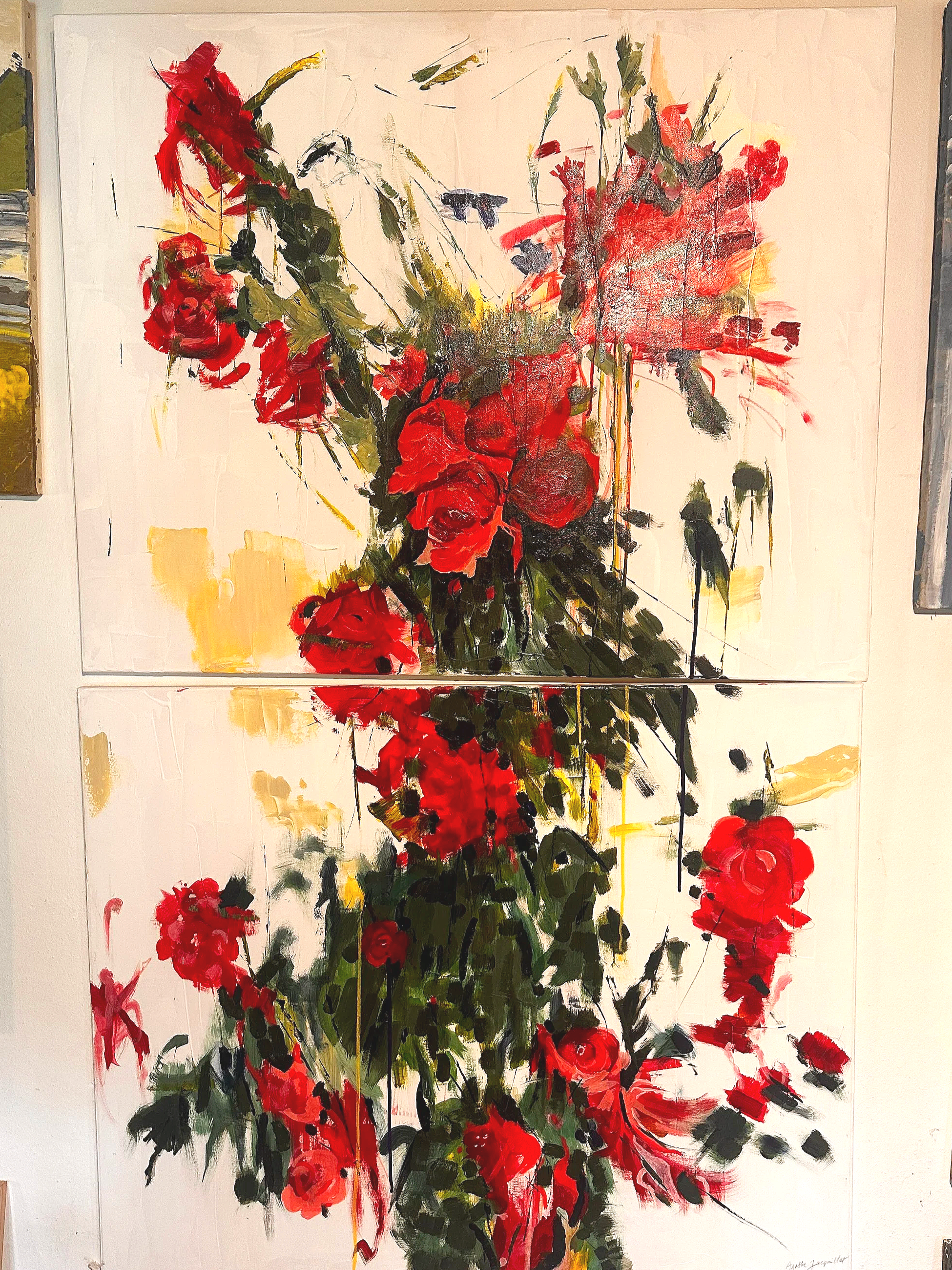 The Rose Bush, acrylic on canvas, diptych, 2026
