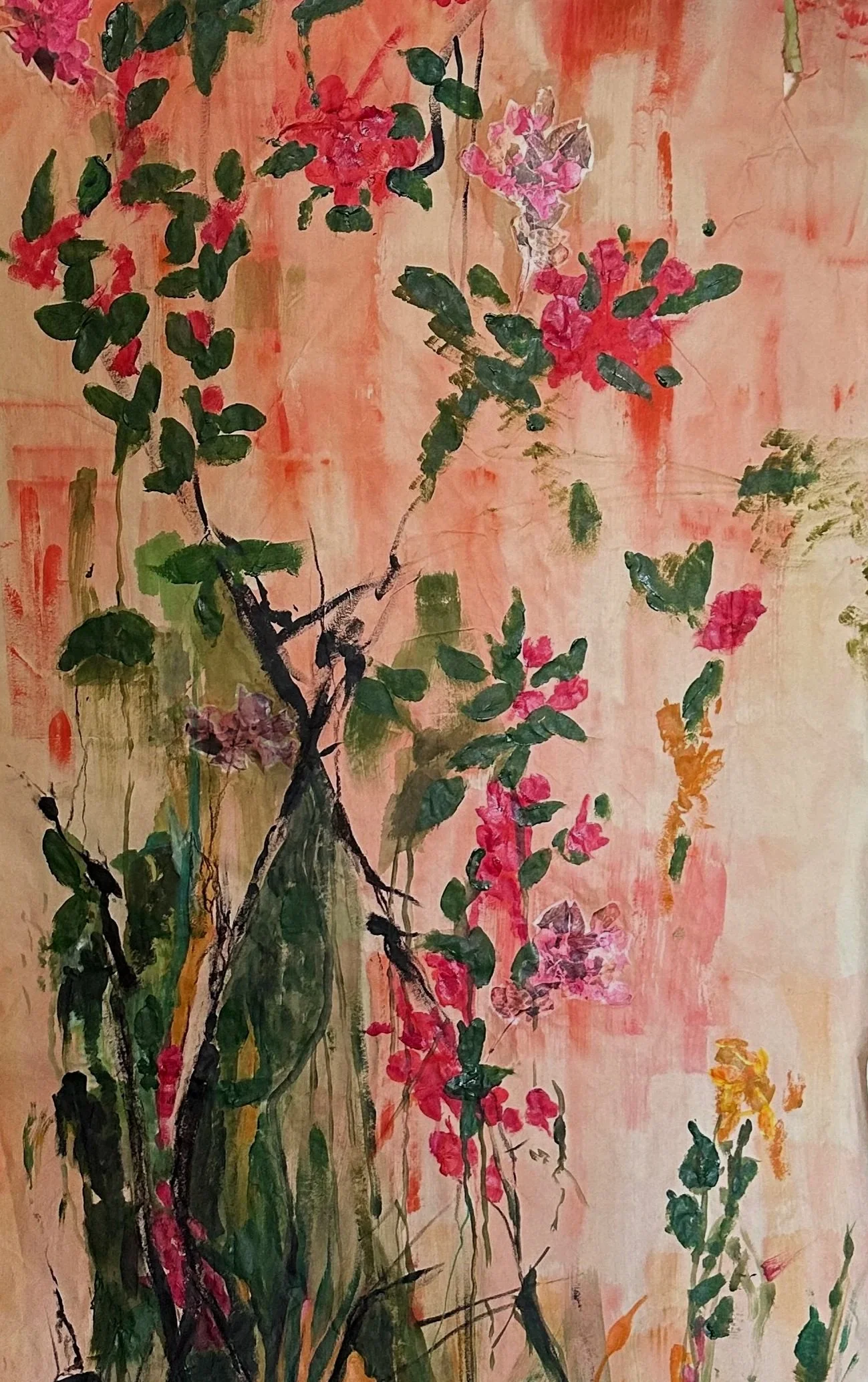 Where you bloom, acrylic on paper, 2026