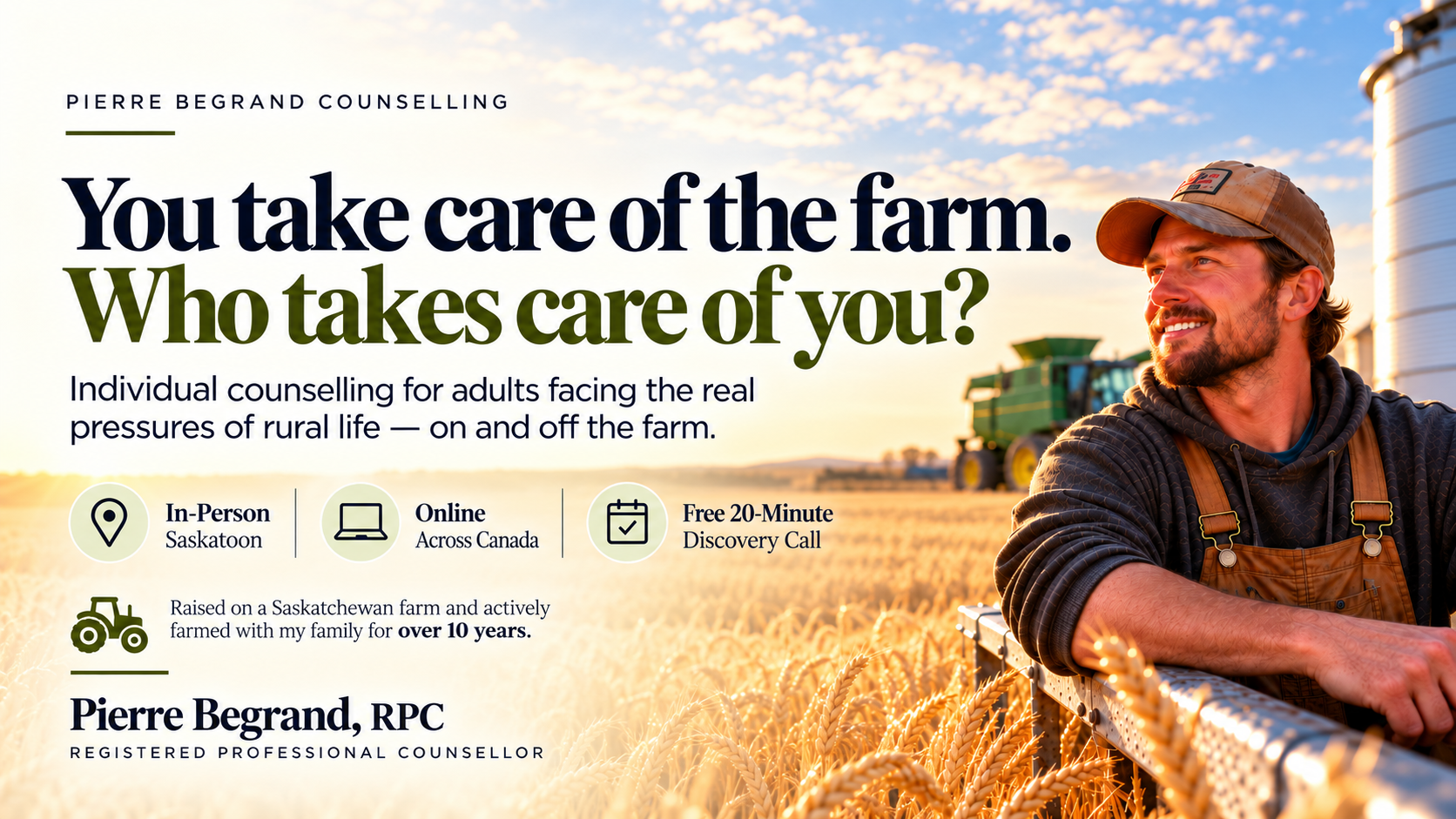 🌾 You Take Care of the Farm. Who Takes Care of You? Farmer Mental Health, Stress &amp; Counselling in Saskatchewan