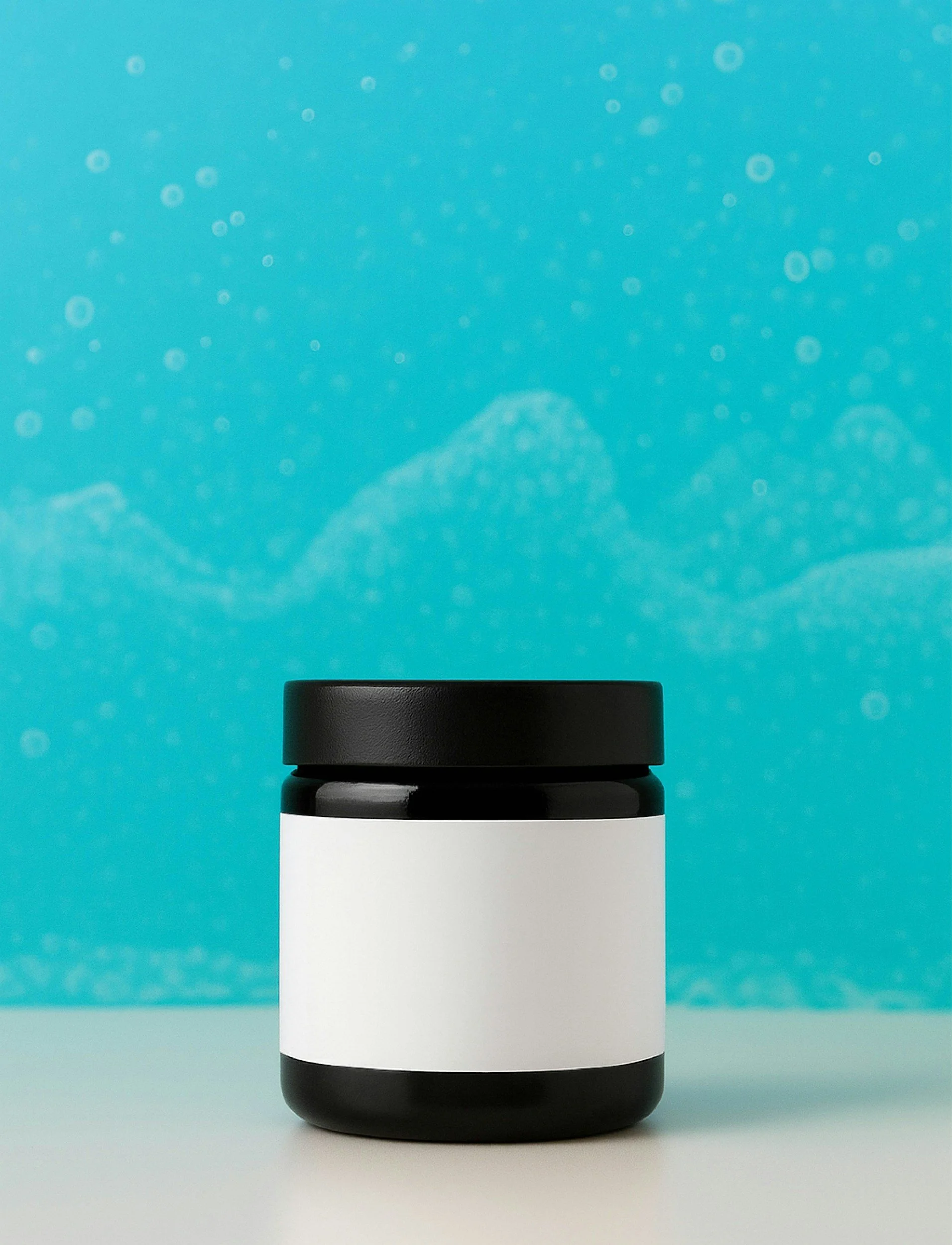 Black jar with a blank white label, symbolizing the process of discovering what’s true about your personal brand