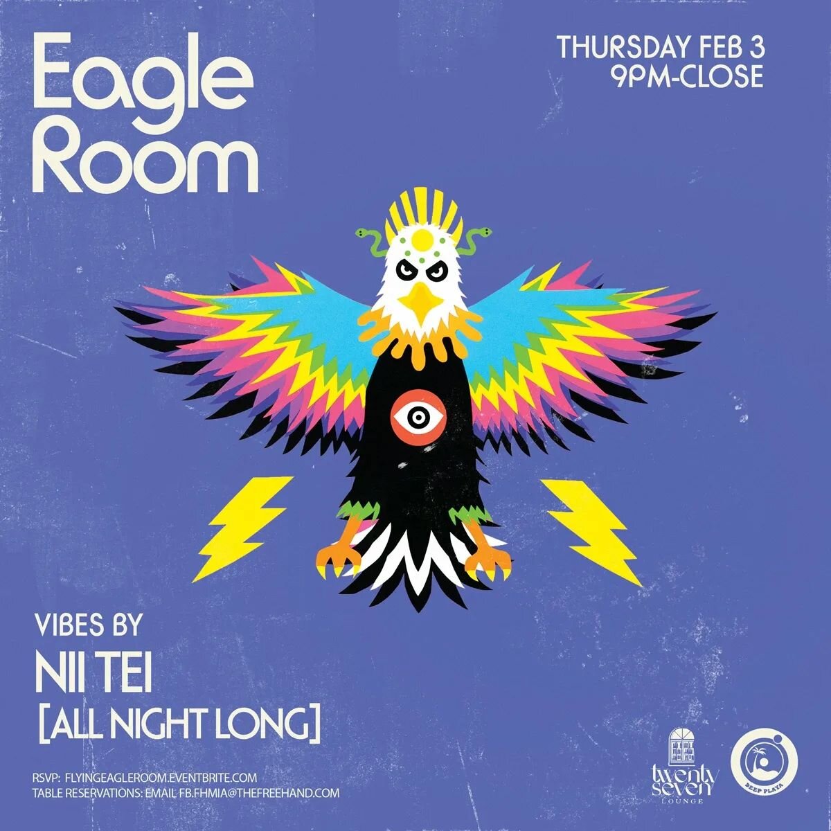 @eagleroom_ Weekend Lineup ⚡💃🦅

THU 2.3 ~ @nii_tei 
FRI 2.4 ~ @silicodisco_oficial &amp; @realblackhat 
SAT 2.5 ~ @brinsane &amp; @madden.dj 

#playavibes #eagleroom #flyingeagle #miamibeach