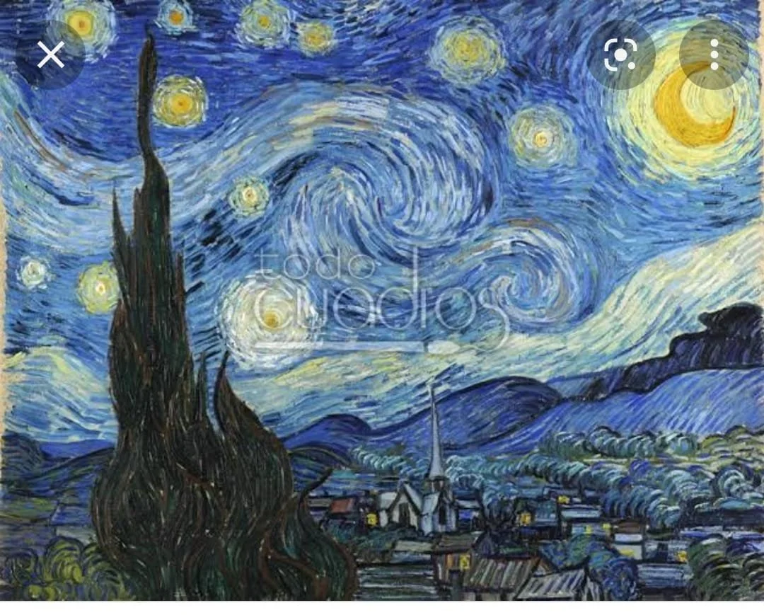 Arely Medina "Elegí la clásica de Van Gogh, la noche estrellada, fuera de los clichés y lo popular que se volvió, ha sido una imagen que trasciende mucho en mi pensar. 
En ella veo la capacidad humana de vivir entre la luz y la oscuridad, en lo infin