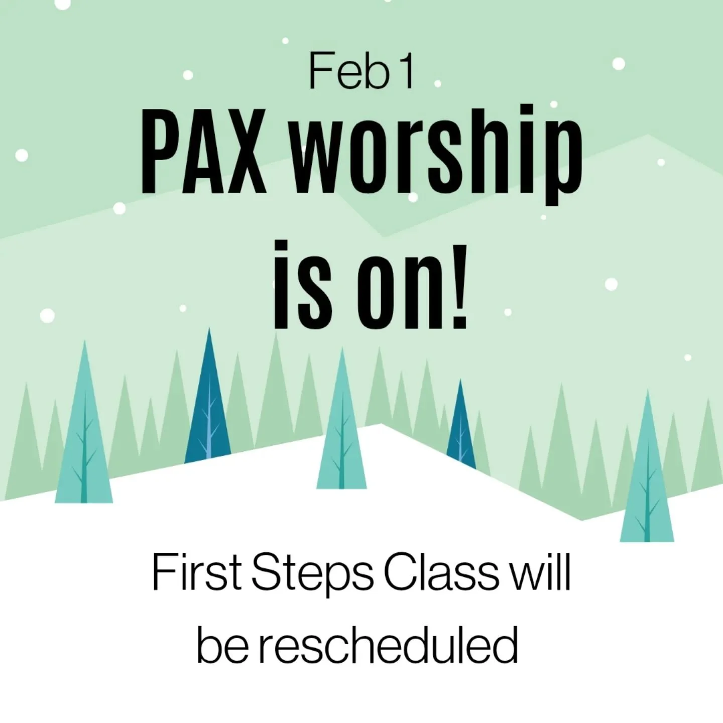 ❄️ The snow isn't supposed to hit until after our service is over, so we're going to go ahead with our worship together! Please exercise caution if you're traveling to the service and slow down if necessary ⚠️🚘

We are, however, going to reschedule 