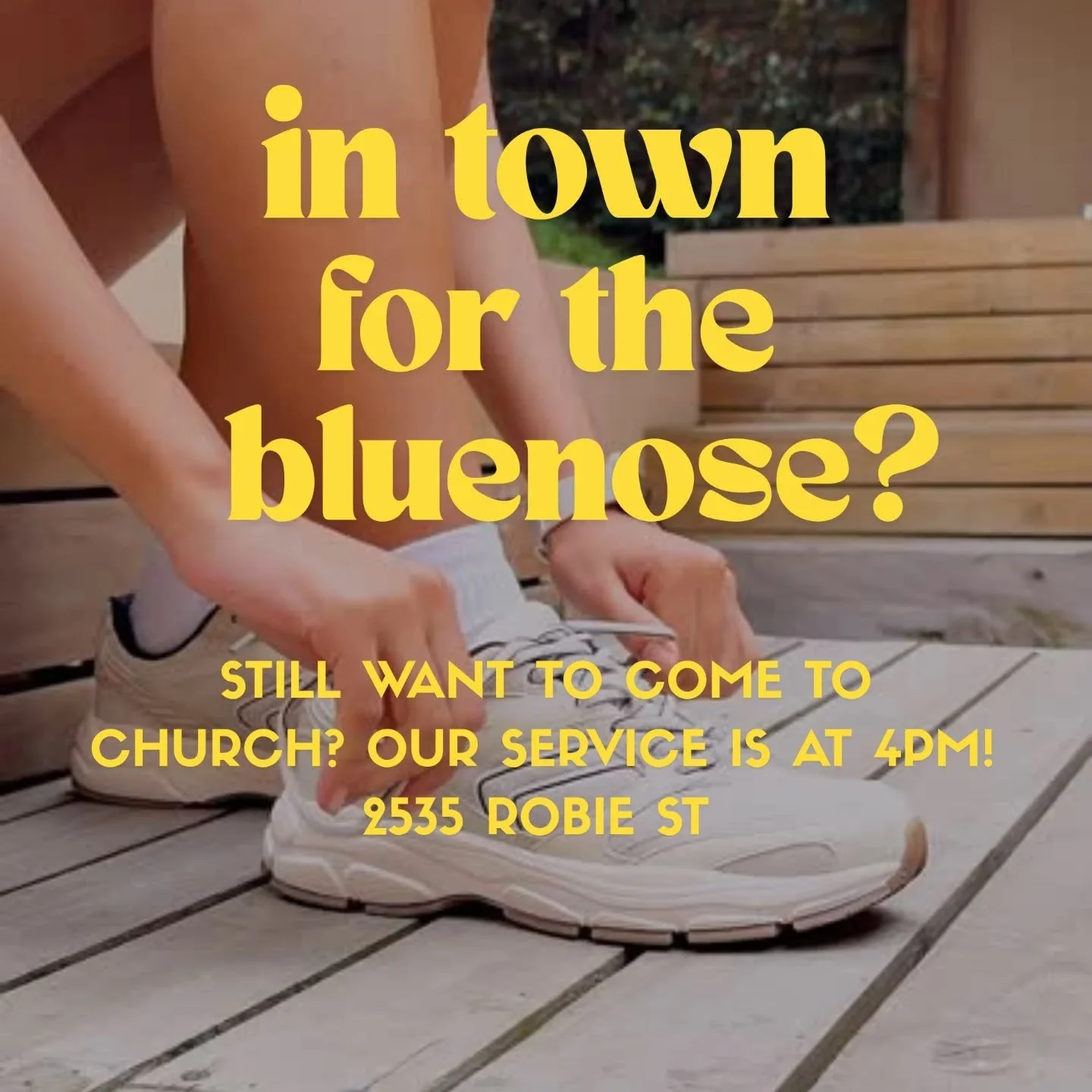 Having an afternoon service has its perks when there's a city wide run happening in the morning! If you're visiting the city this long weekend or running the race, come join us for our Sunday service at 4pm. We're having soup afterwards too! 

#bluen