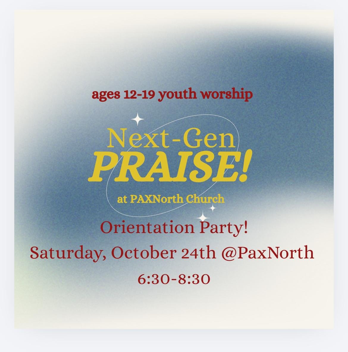 Next-Gen Praise is a ministry that provides our youth an opportunity to learn more about worship through music,  to get our next generation excited about using their talents to glorify God.

We meet every other week after church to play worship music
