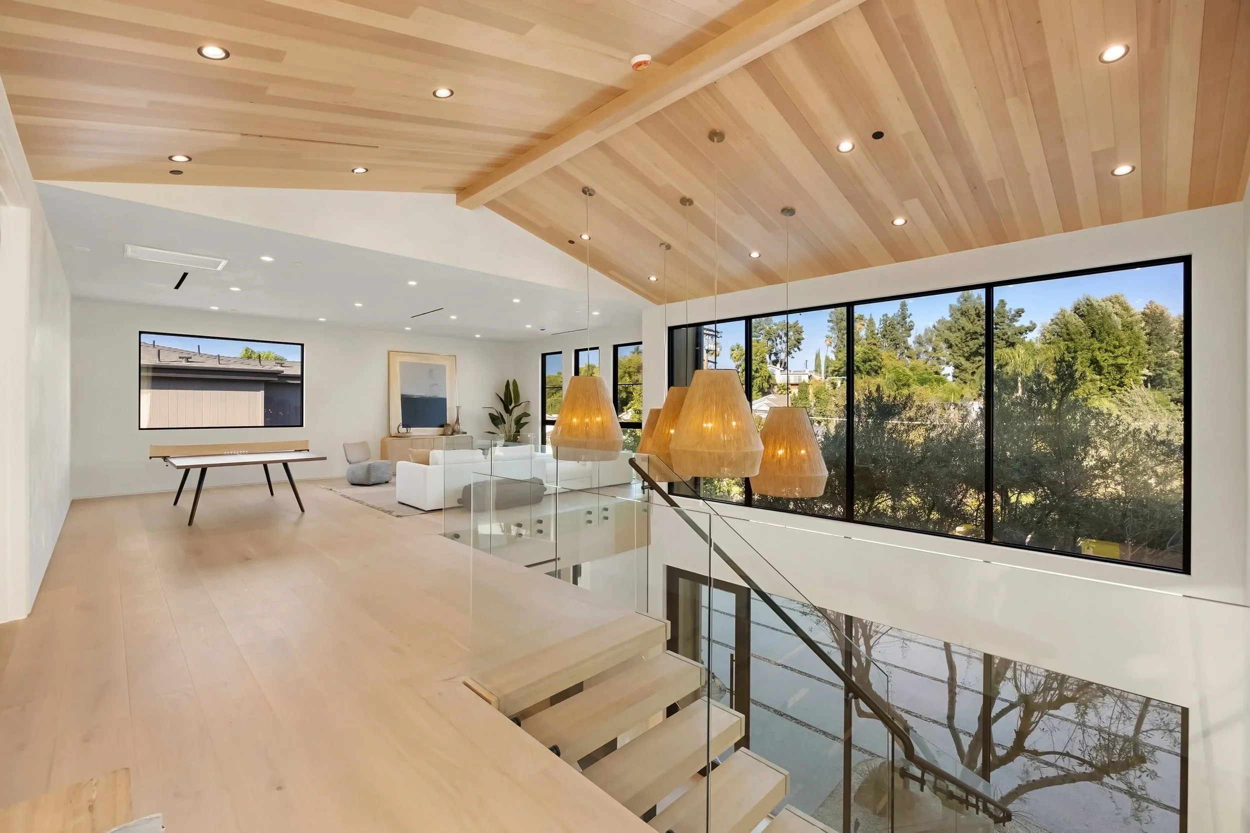 Spacious interior upper room in a custom-built luxury home.