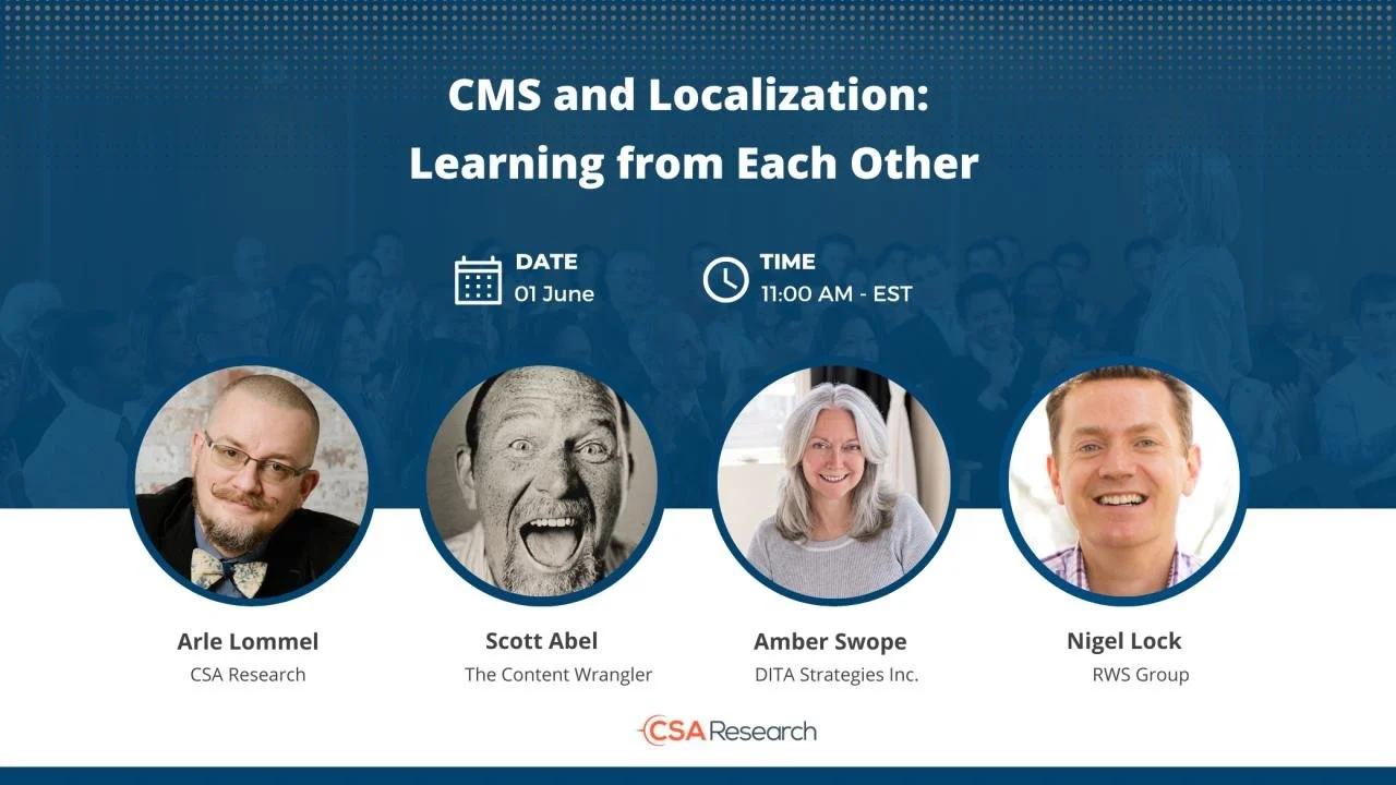 CMS and Localization: Learning from Each Other --  Monday, June 1, 2026, 8:00am PDT.