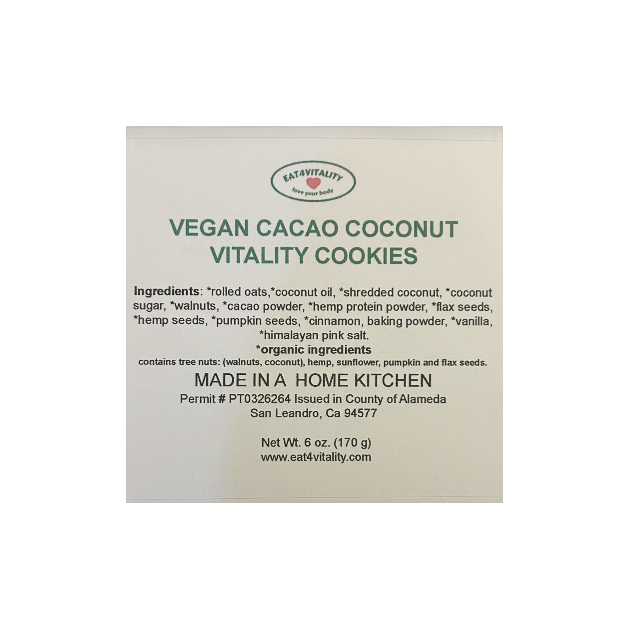 Vegan Cacao Coconut Oatmeal Vitality Cookies.