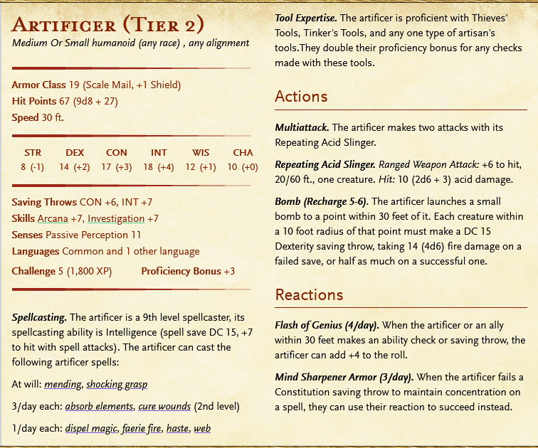 Artificer NPCs and How to Use Them for EVERY Tier of Play — Empty Hexes
