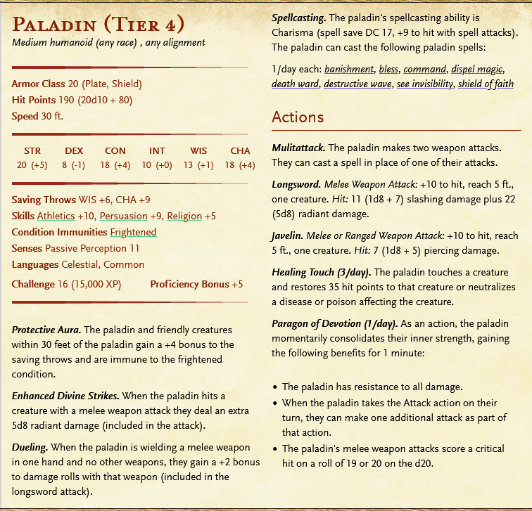 Paladin NPCs New Statblocks for Holy Warriors and Determined