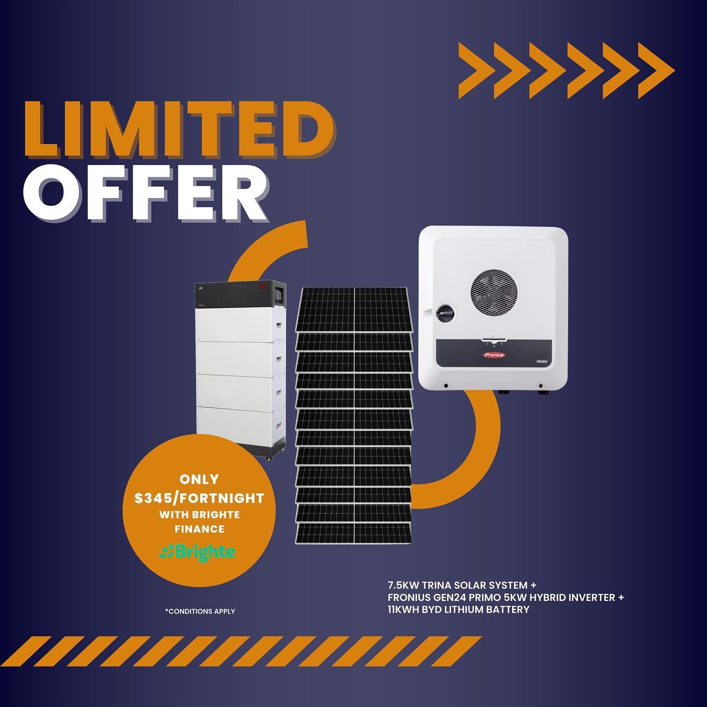☀☀☀LIMITED OFFER☀☀☀
Don't stress about the forecasted 2023 electricity rate rises! 📈 
Get ahead of it with a quality solar and battery system for your home.
For a limited time WPES is offering:
- 7.5KWh Trina Solar System (25-year warranty)
- Froniu