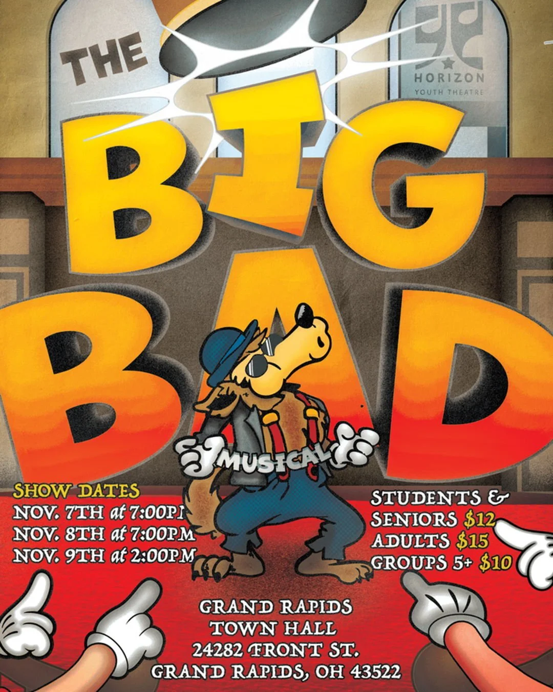 What did the big bad wolf do after his workout? He huffed and he puffed! 
Get your tickets to our fall production, The Big Bad Musical! Enjoy some recognizable characters, catchy songs, and even some audience participation! You won't want to miss th
