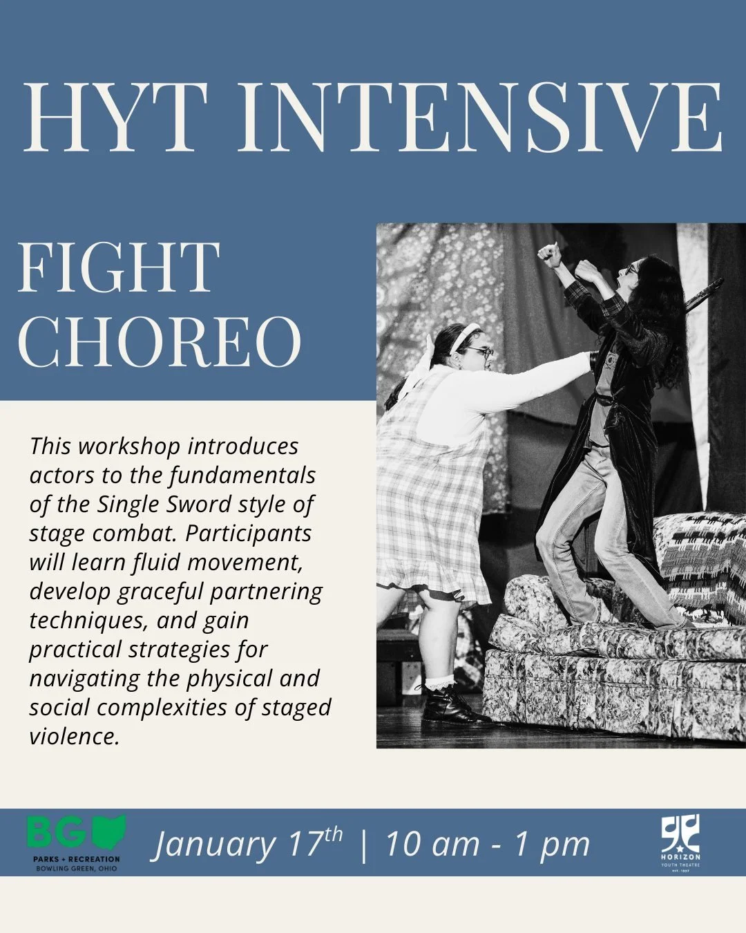 Also this weekend, we are hosting a Fight Choreography intensive with our very own Patrick Mahood!

Patrick is an instructor, actor, director, and fight choreographer with over 20 years of experience. He is a graduate of Bowling Green State Universit