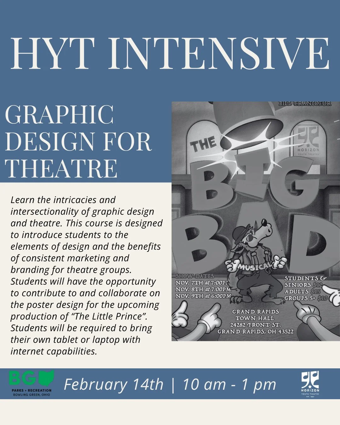 Our posters are pretty fabulous, you have to admit. And now we are getting a behind the scenes look at the design process with our resident graphic designer, Kobe Towbridge, through our upcoming intensive, Graphic Design for Theatre!

Kobe&rsquo; Tow