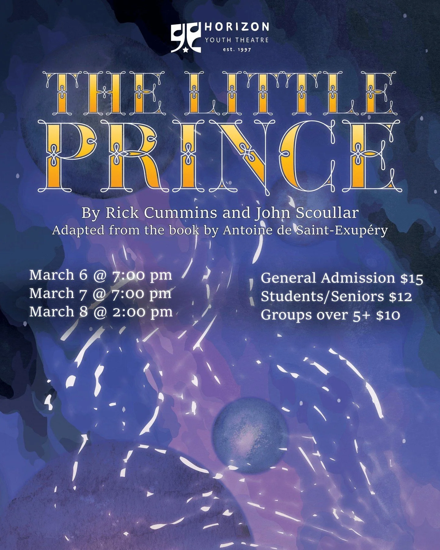 WE OPEN TOMORROW! Crazy how fast the time flies! This cast has been hard at work and you won't want to miss out on the childlike wonder that is HYT's The Little Prince! 

Performance will be at Grand Rapids Town Hall (24282 Front St. Grand Rapids, OH