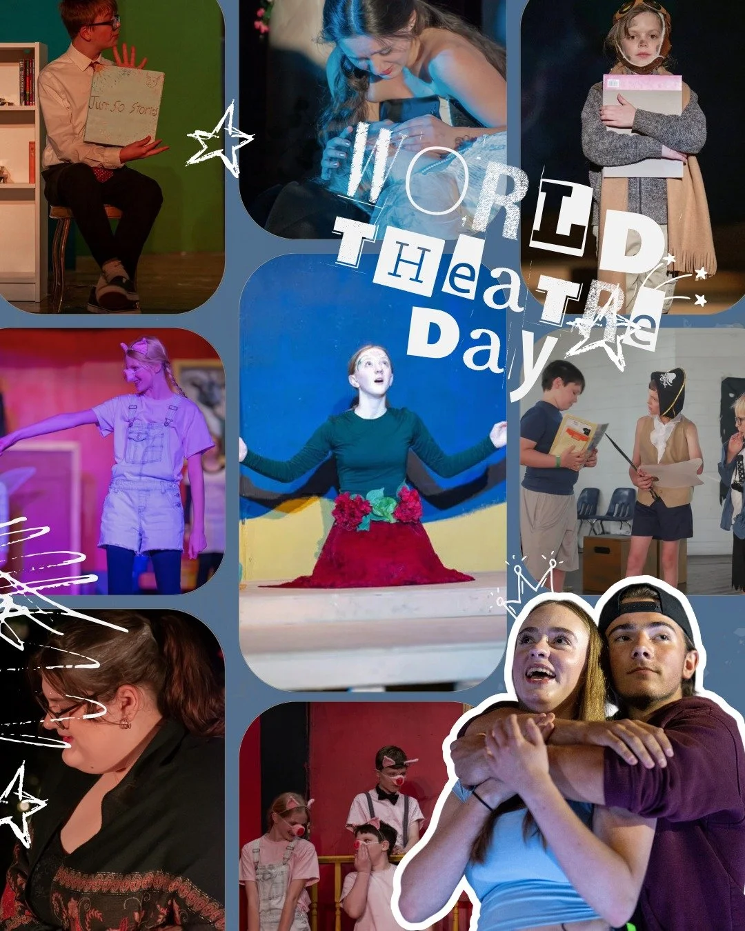 HAPPY WORLD THEATRE DAY!!!!
All the world's a stage, and we love any excuse to show off our players! Thank you to all of our students and staff-- past, present, and future! We are so grateful for your continued support and we look forward to many mor