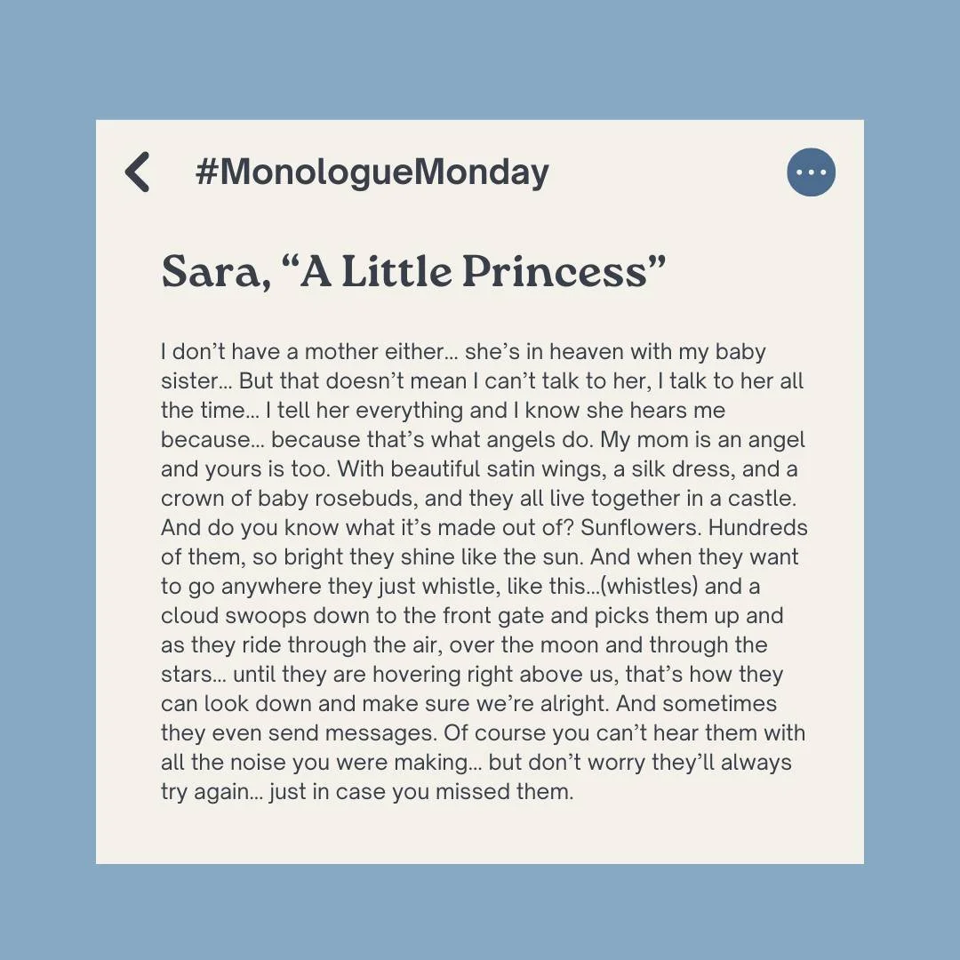 #MonologueMonday 

Monologues can be a difficult practice for theatre makers, and they aren't always easy to find... but HYT is here to help with our #MonologueMonday! 

If you are ever in need of a monologue for competition, auditions, or maybe just