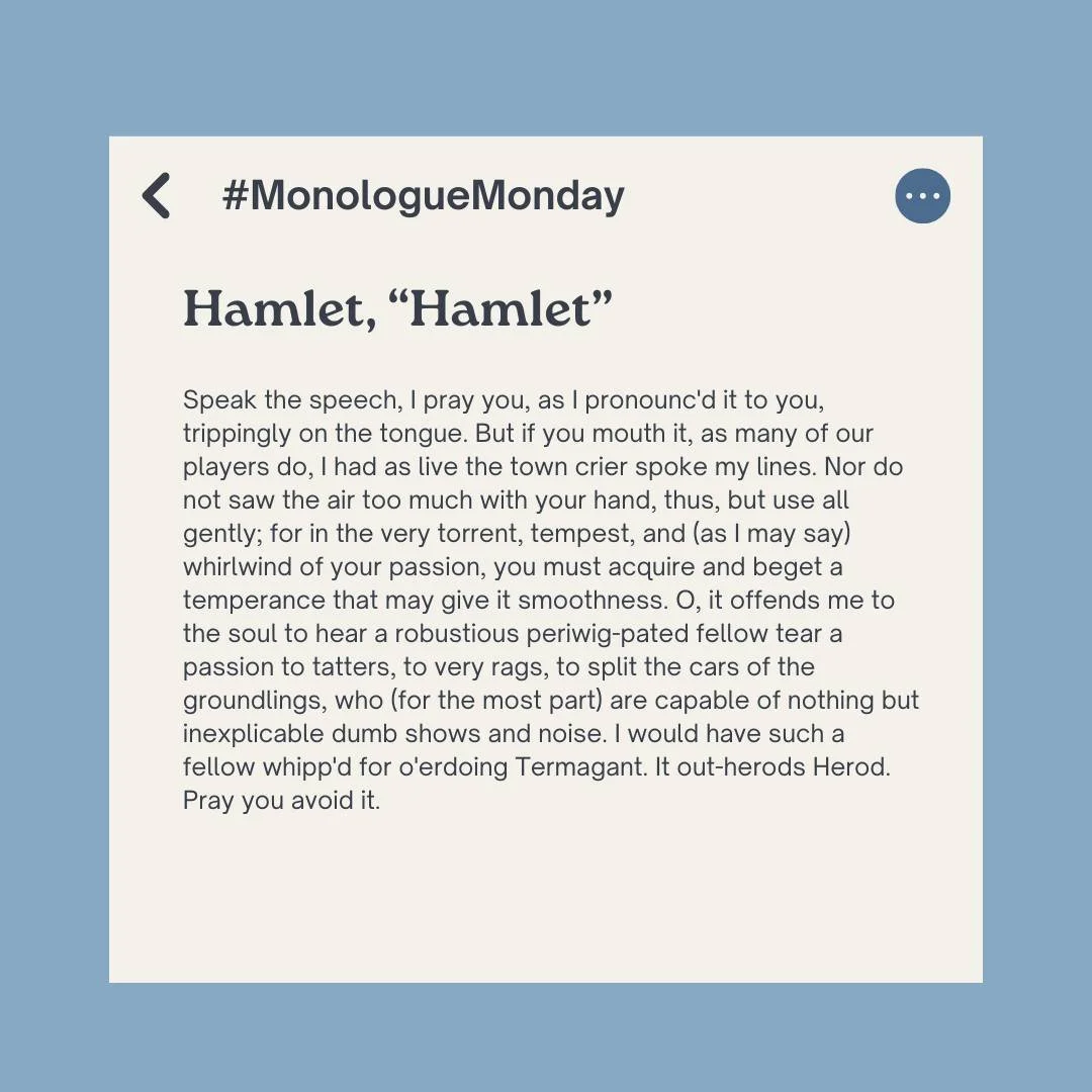 #MonologueMonday 

Monologues can be a difficult practice for theatre makers, and they aren't always easy to find... but HYT is here to help with our #MonologueMonday! 

If you are ever in need of a monologue for competition, auditions, or maybe just
