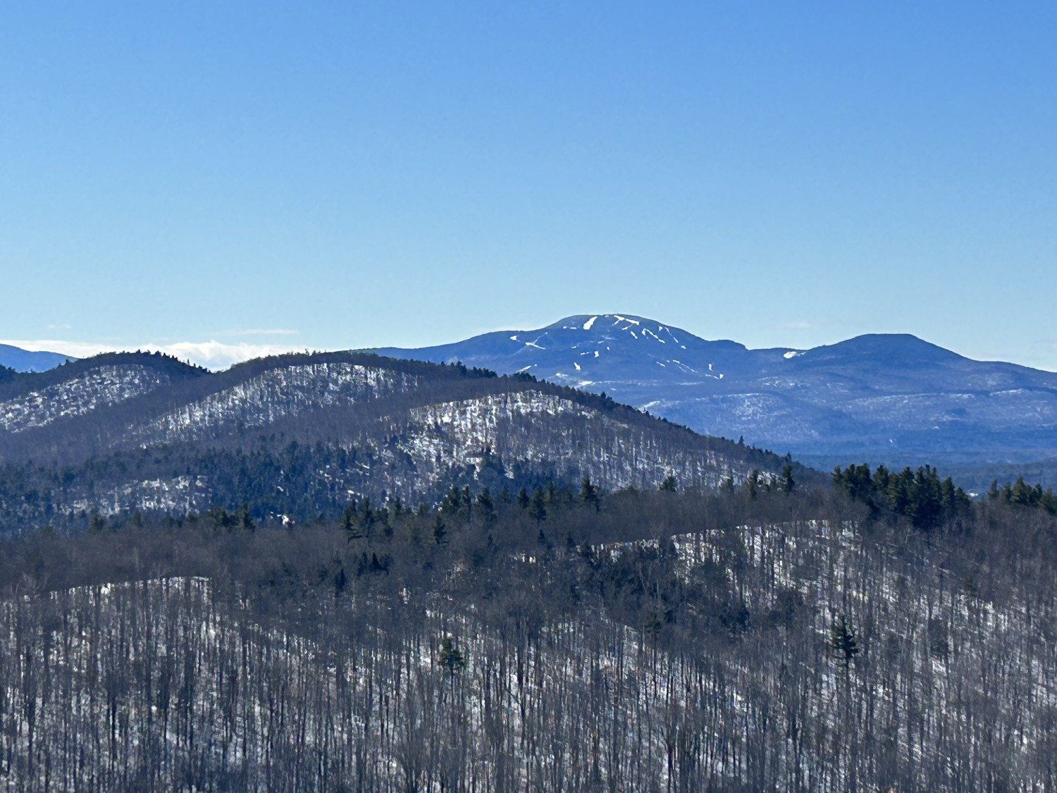 Gore Mountain's trails are easy to discern from Green Hill's summit.