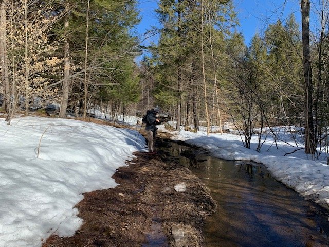 The trail in some places was gnarly, made muddy by melting snow.