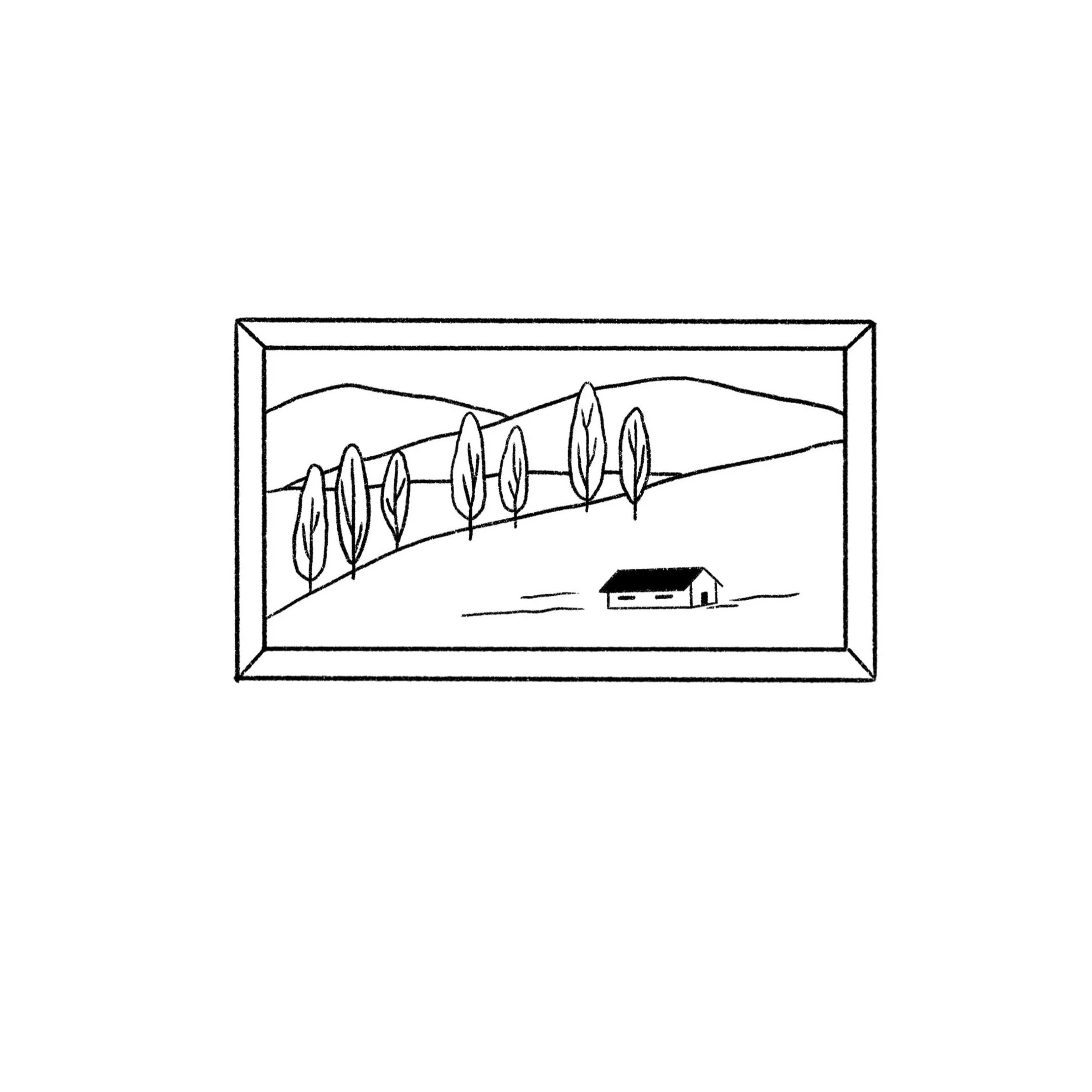 house near lake frame (black)- 4 inch minimum