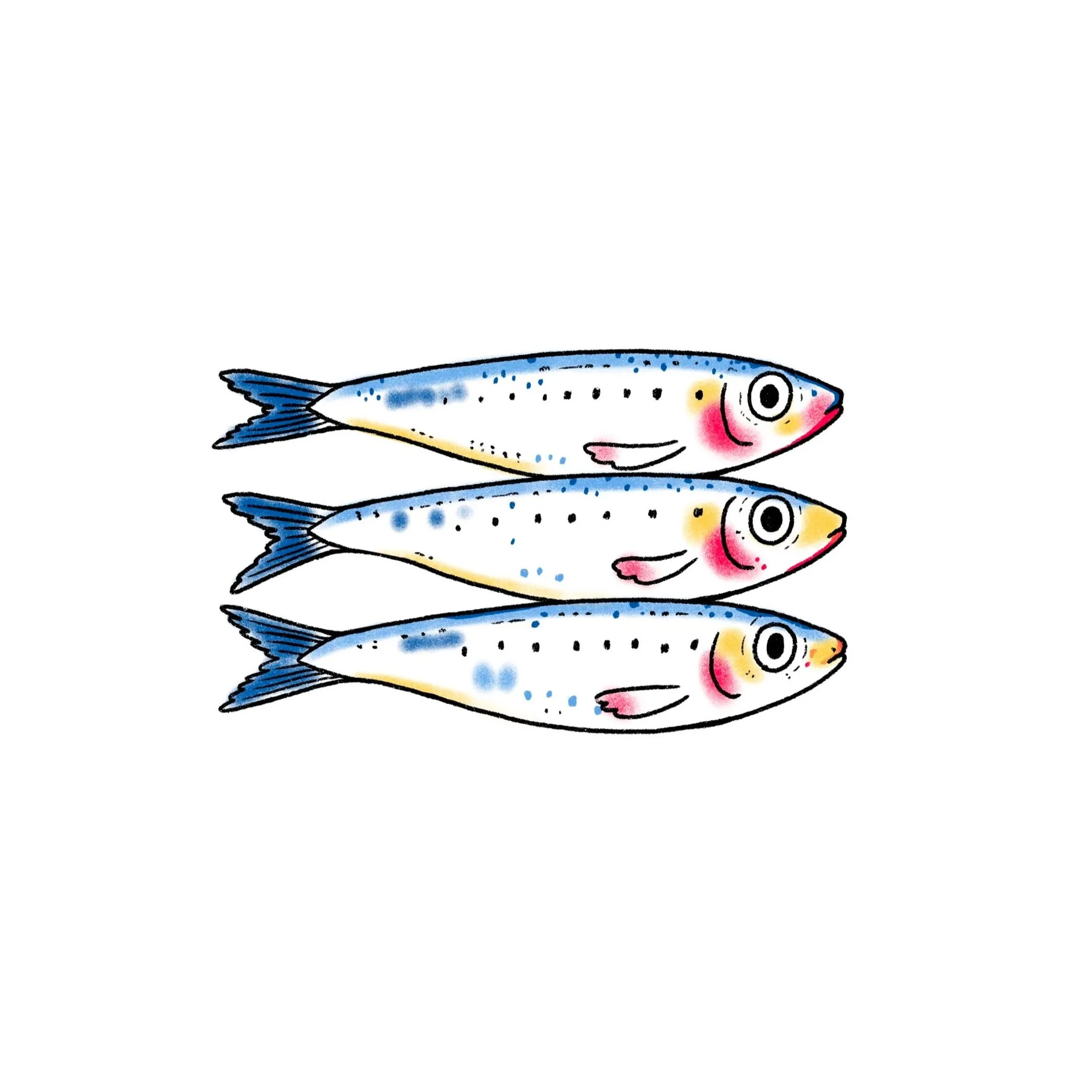 three fish- 3.5 inches minimum