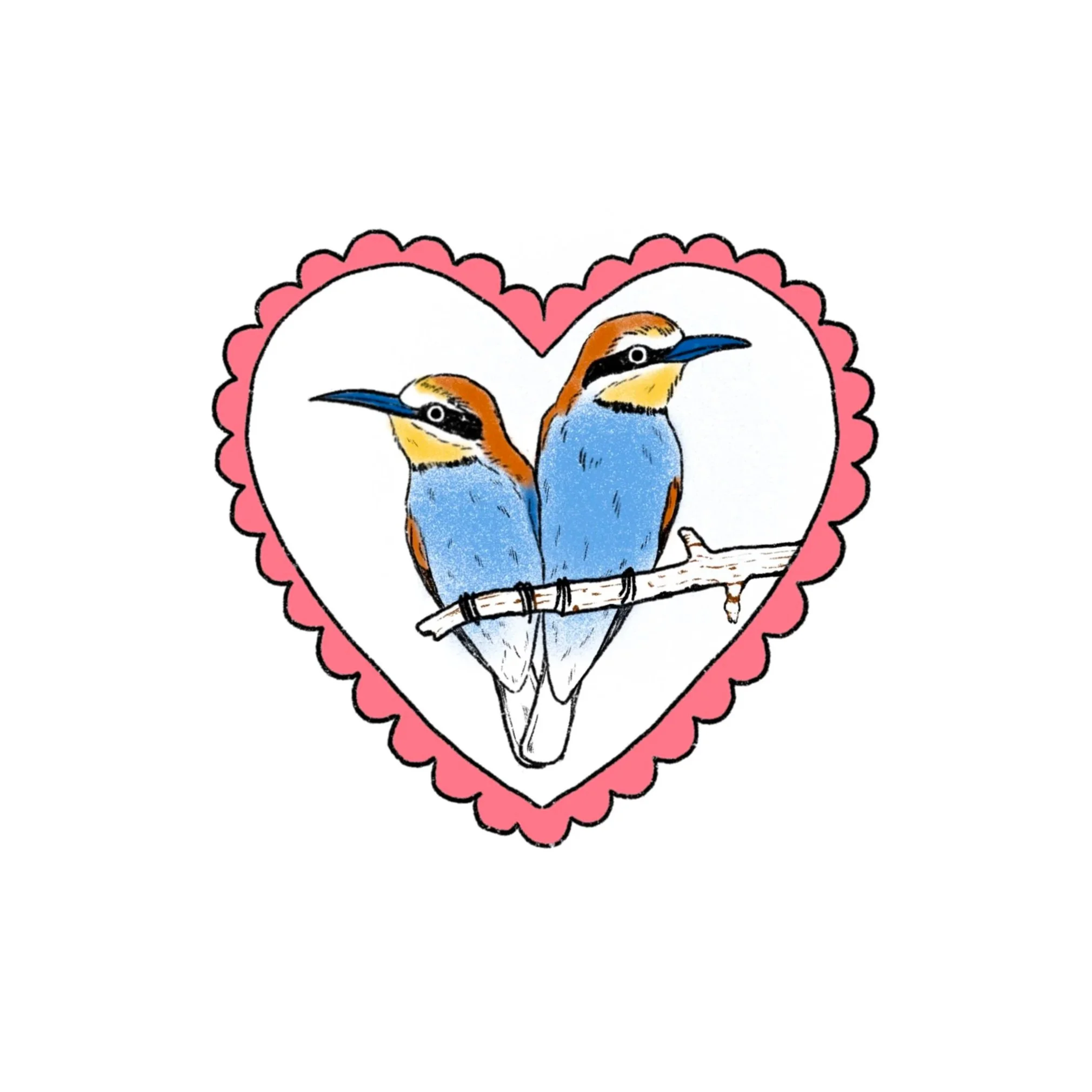 bee-eaters in love (in color)- 4.5 inches minimun