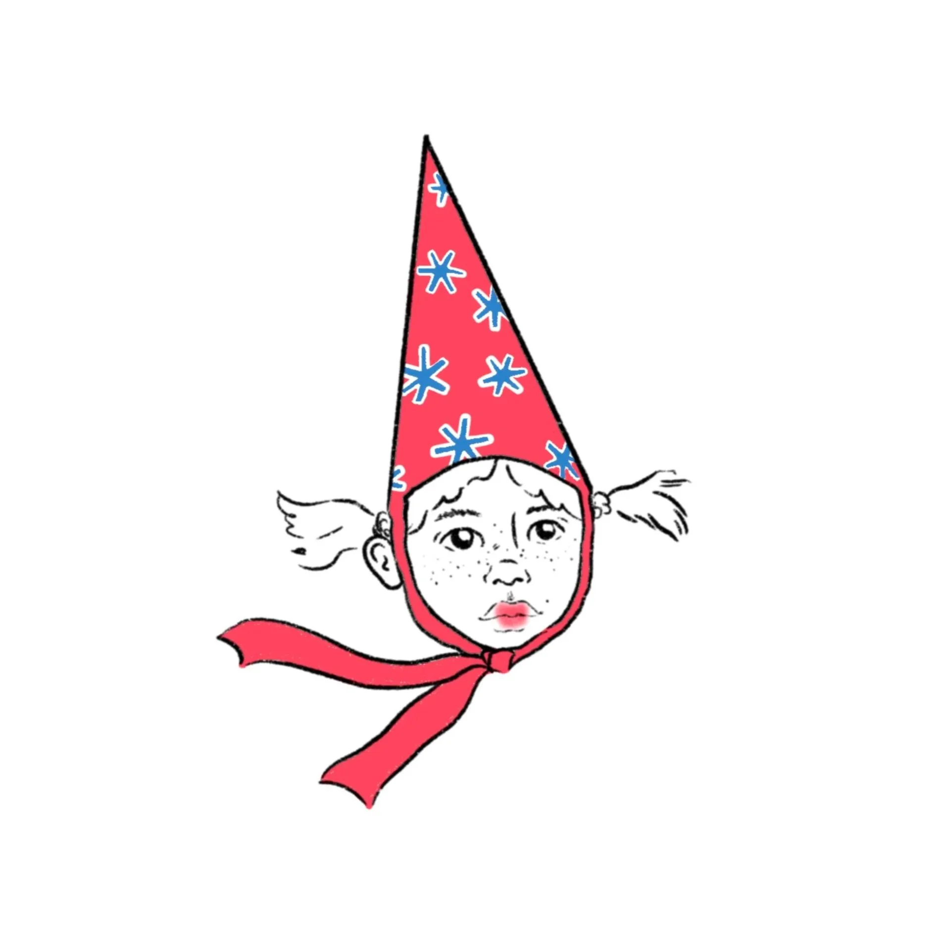 star party hat girl (in color)- 4 inches tall minimum