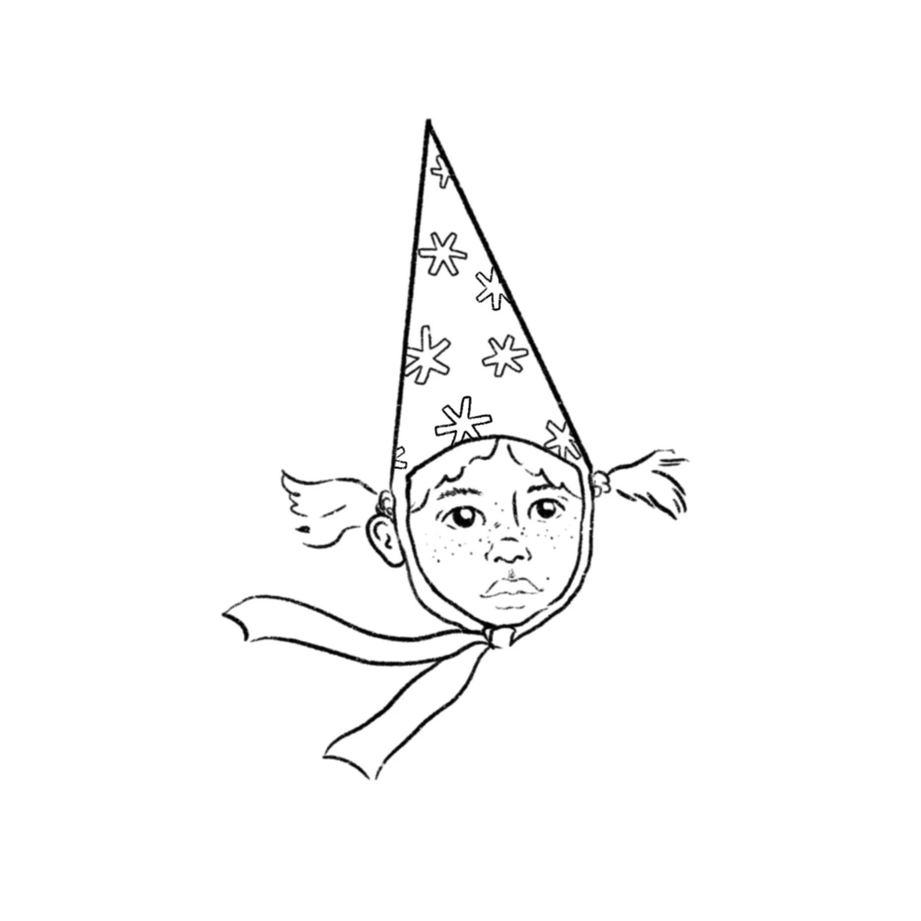 star party hat girl (in black)- 4 inches tall minimum