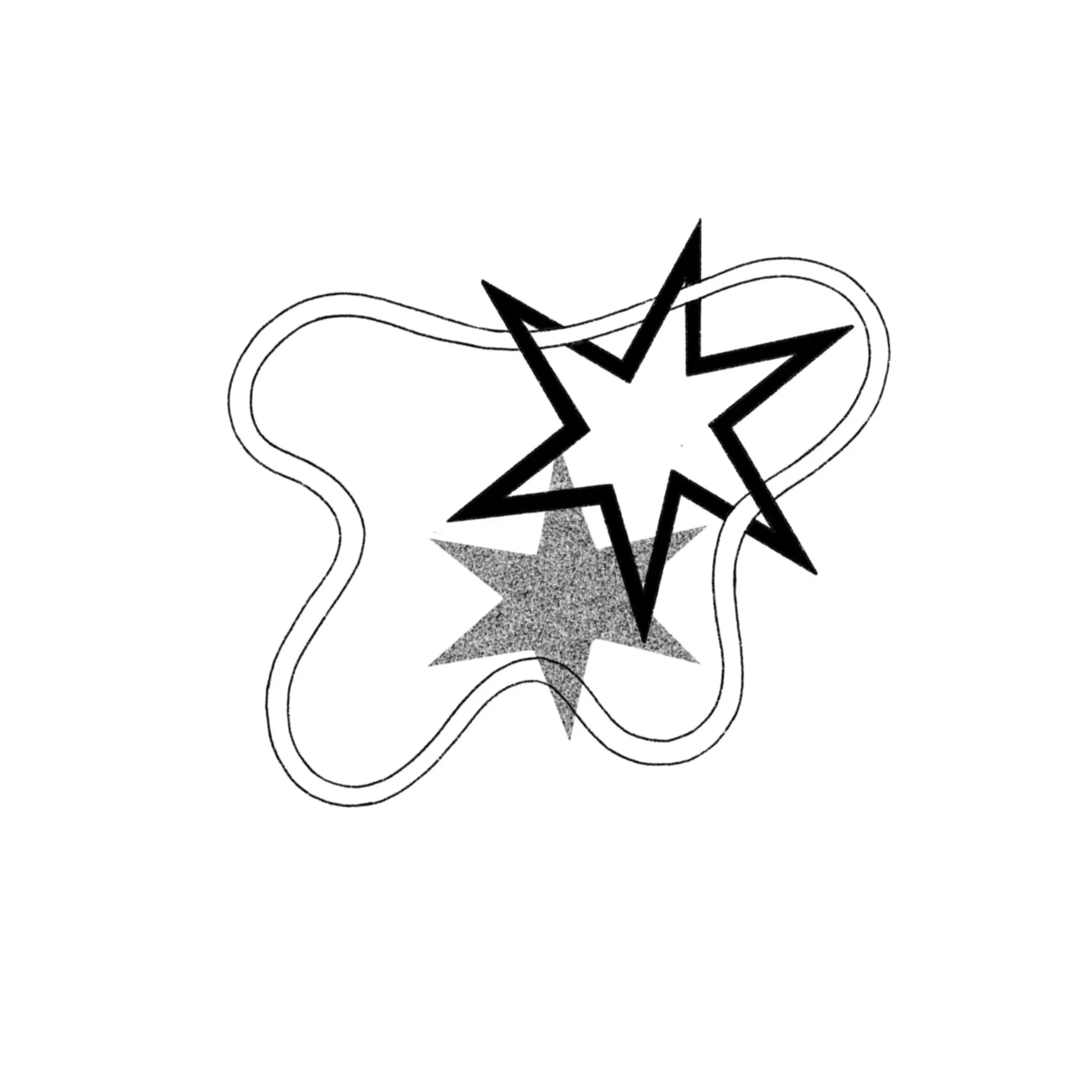 stars and squiggle (in black)- 3 inches minimum