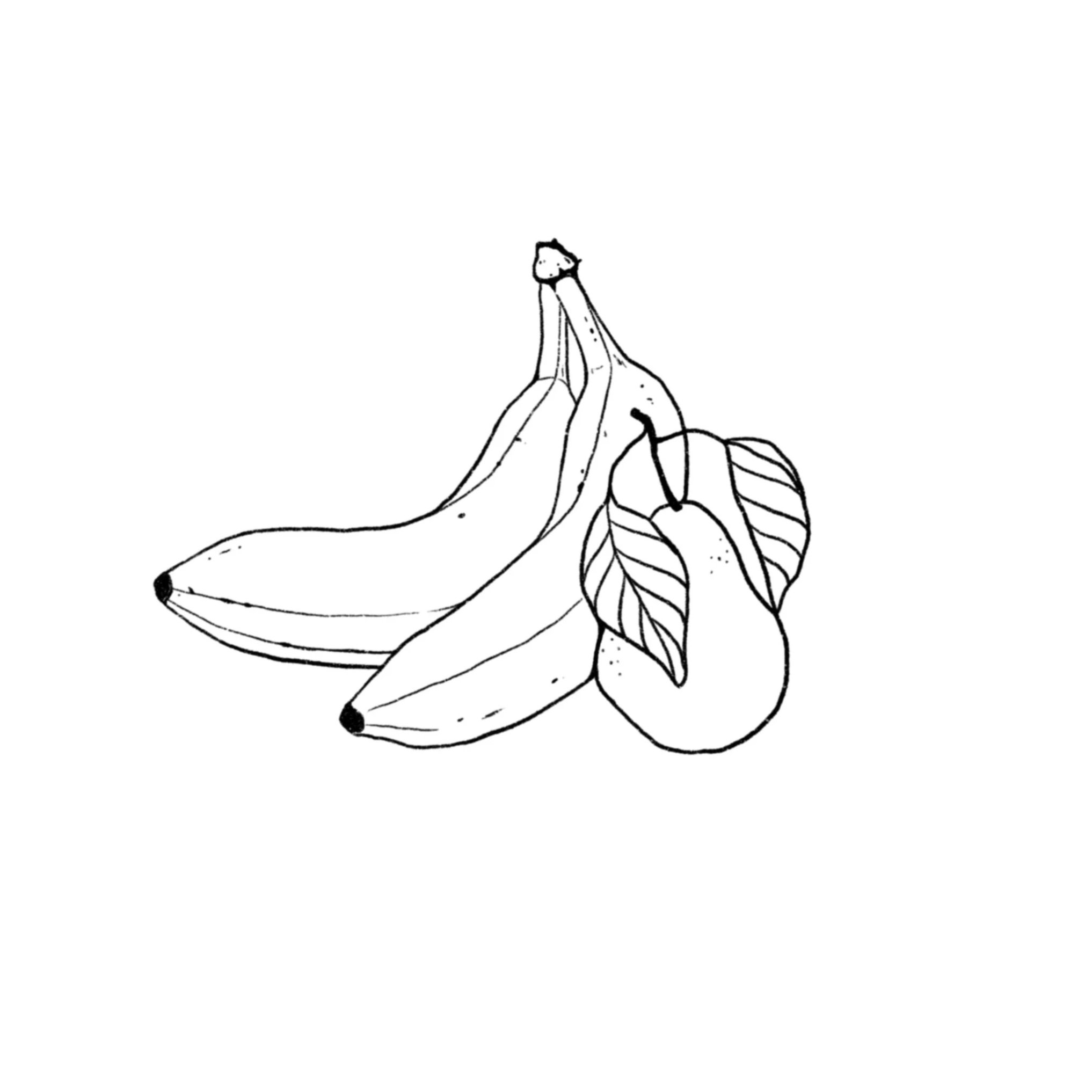 bananas and a pear- 2.5 inches minimum