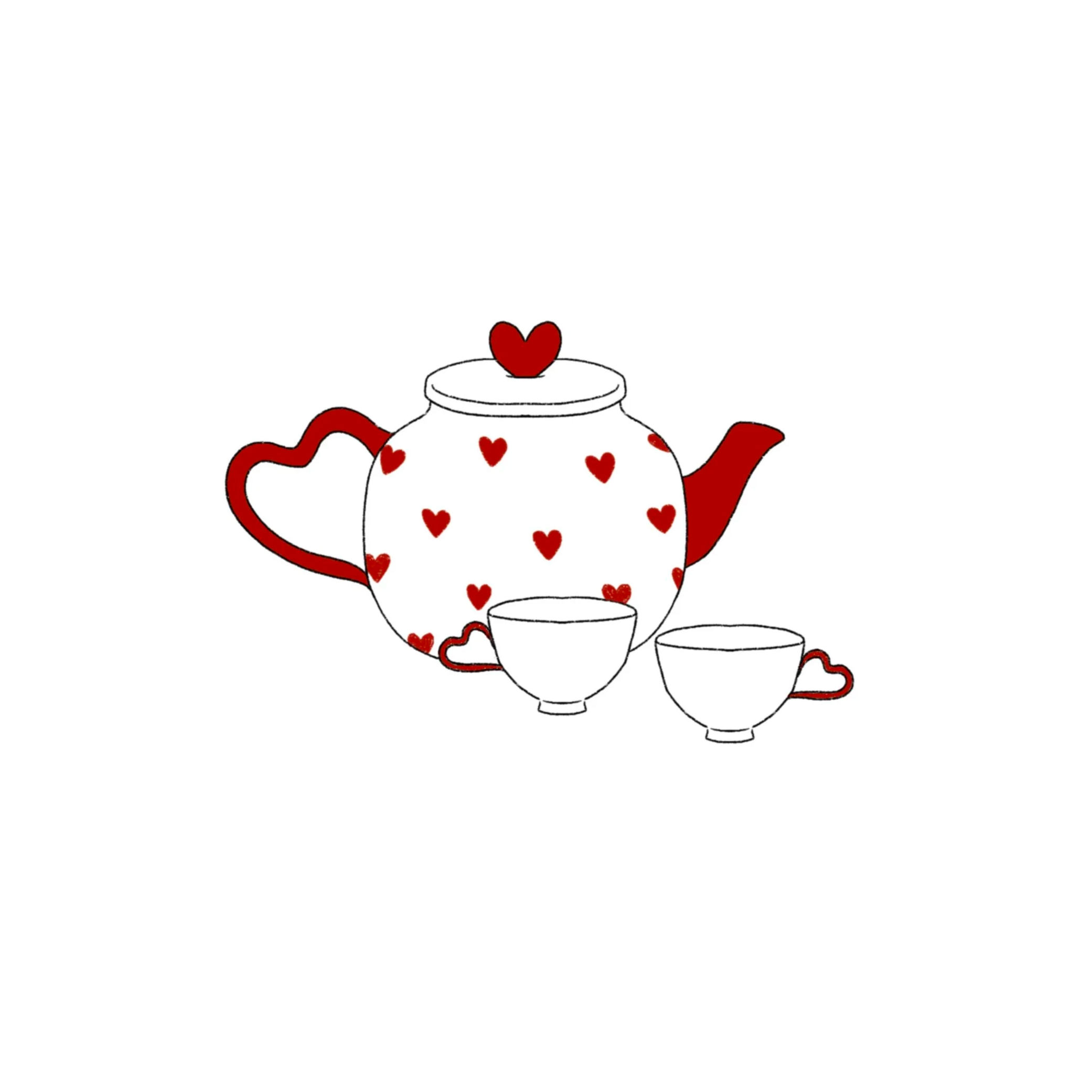 heart tea set- 2.5 inches minimum