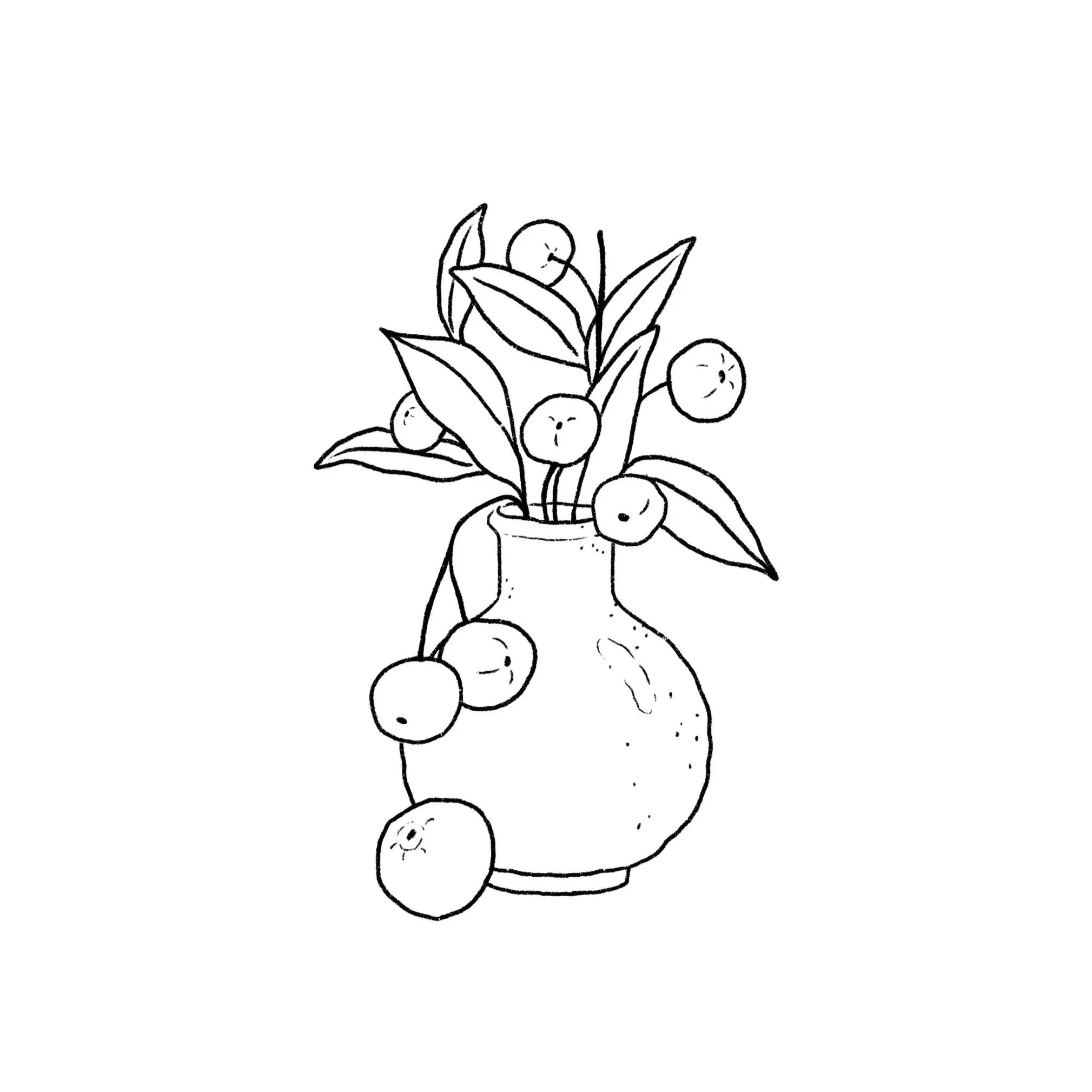 fruit in a vase- 2.5 inches or larger