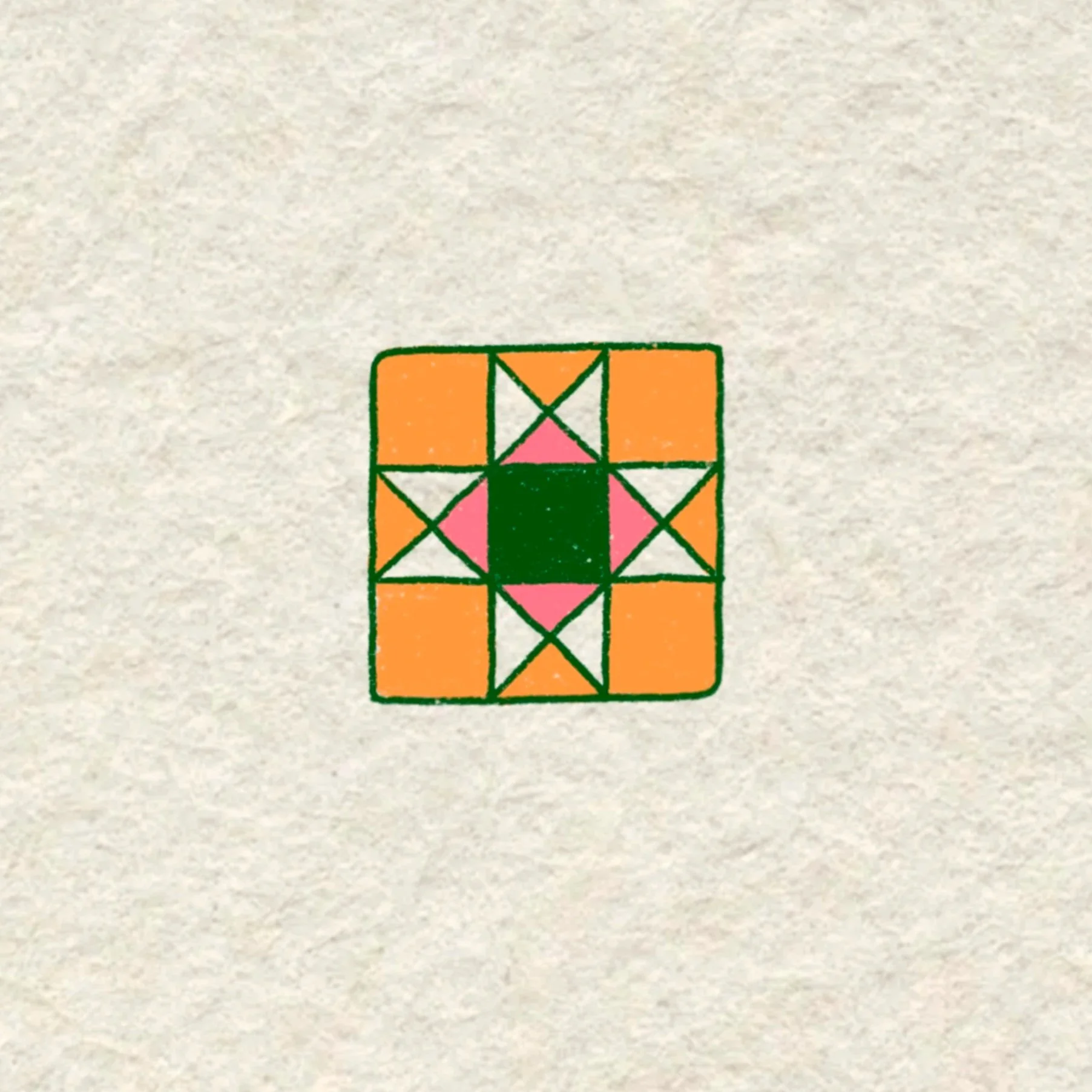 green and orange quilt tile- 1.5 inches or bigger