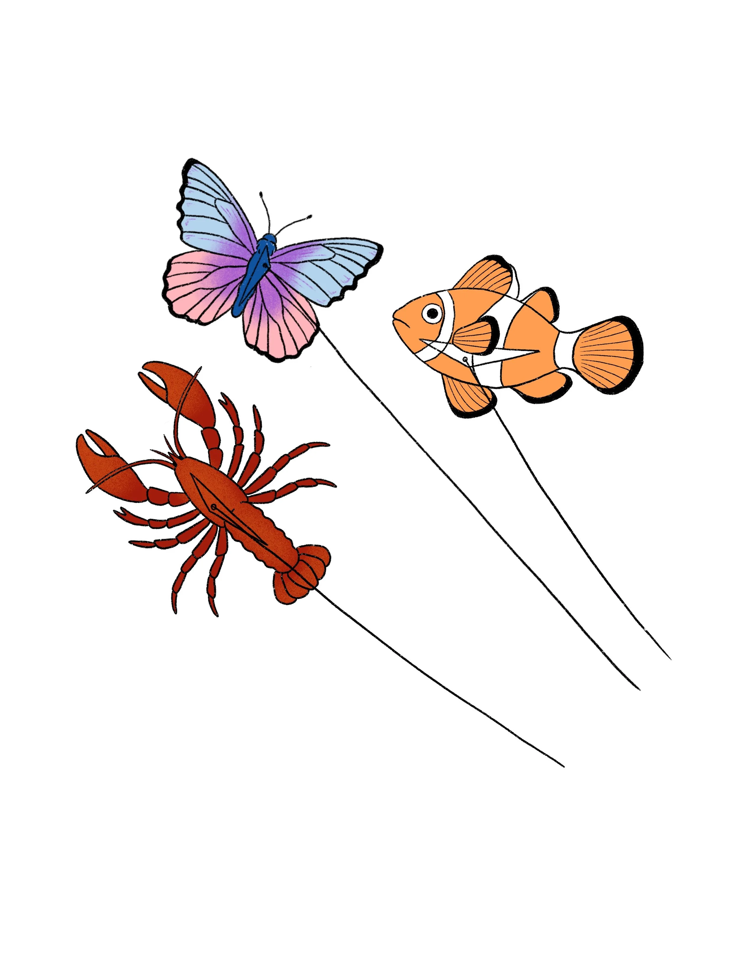 kites- minimum 2.5 inches long each animal