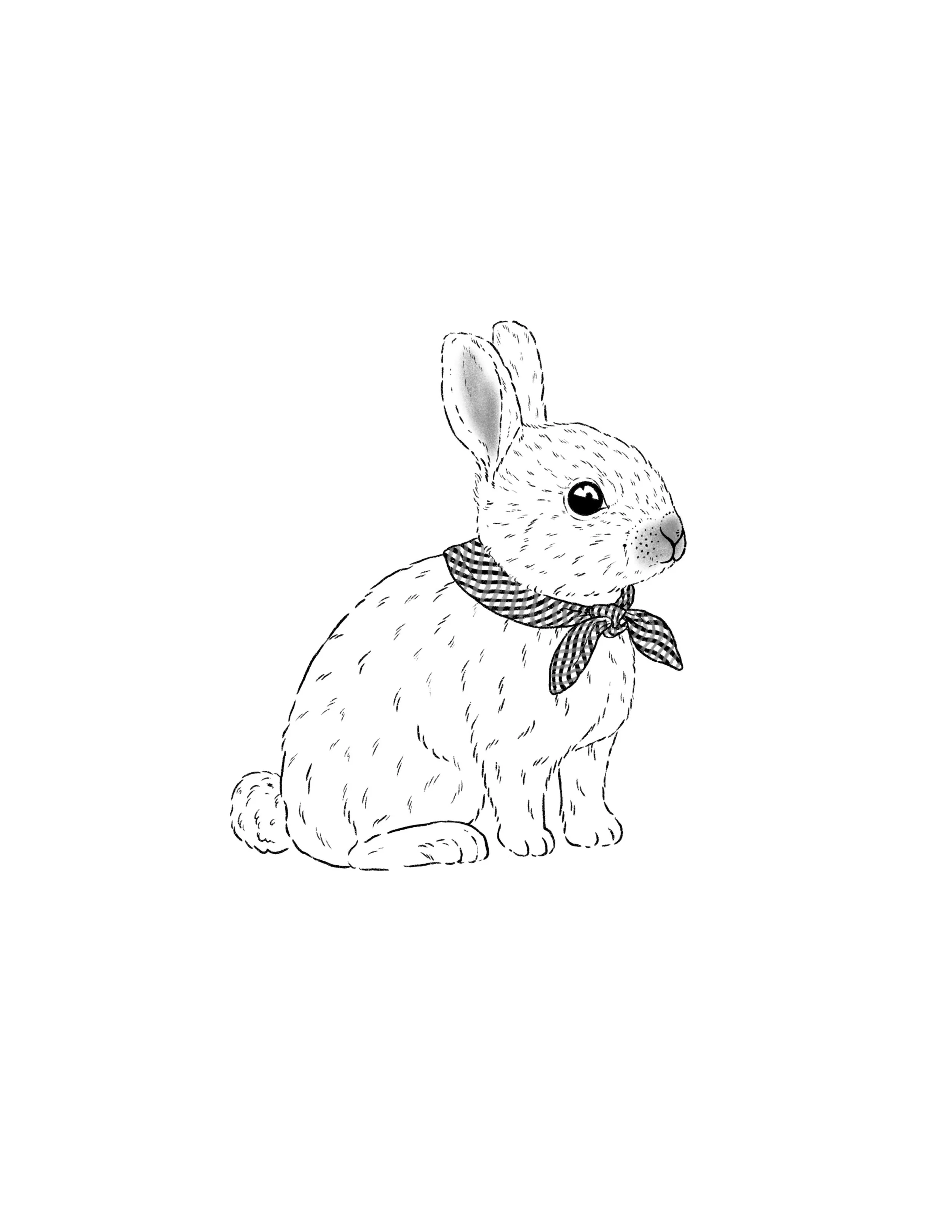gingham bunny in black- 3 inch minimum