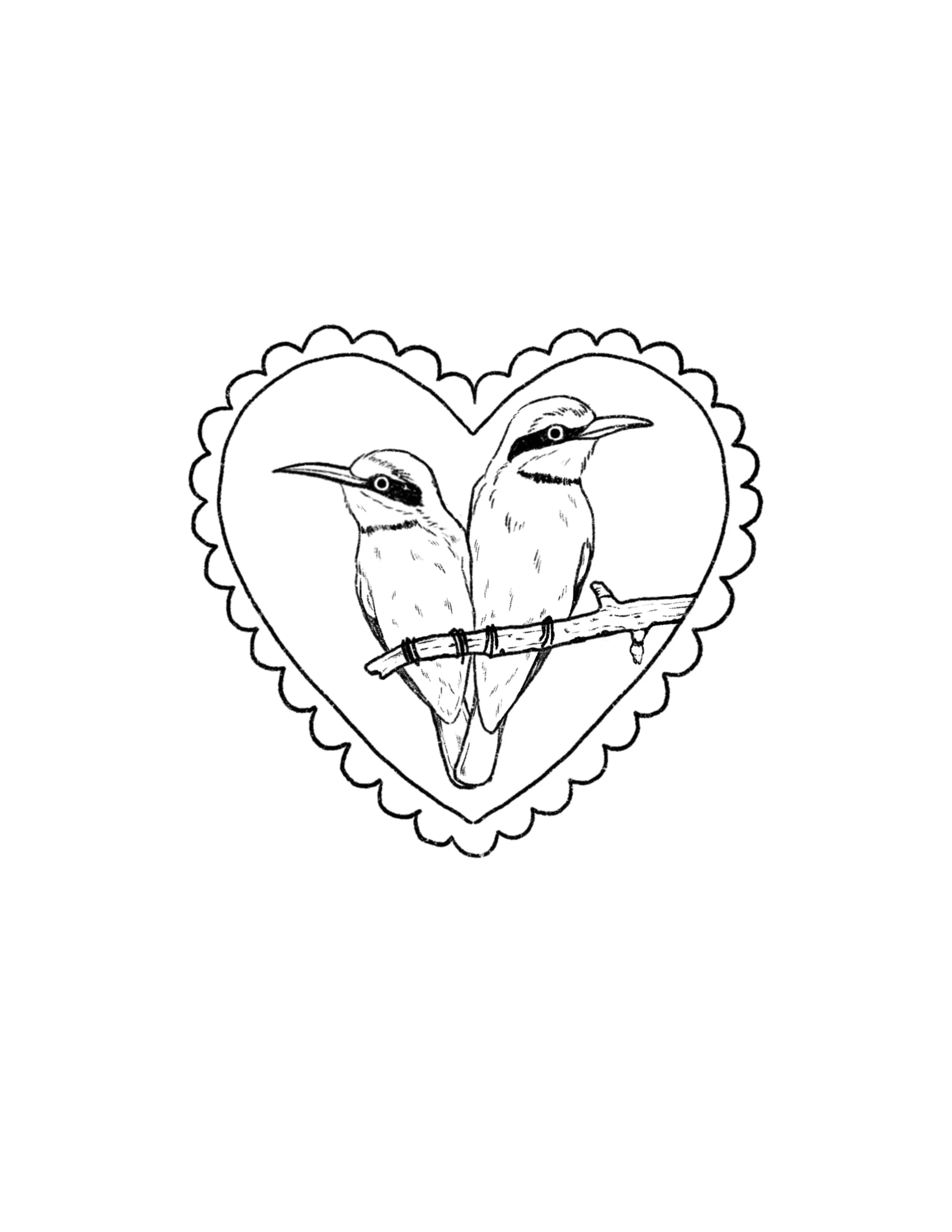 bee-eaters in love (in black)- 4.5 inches minimun