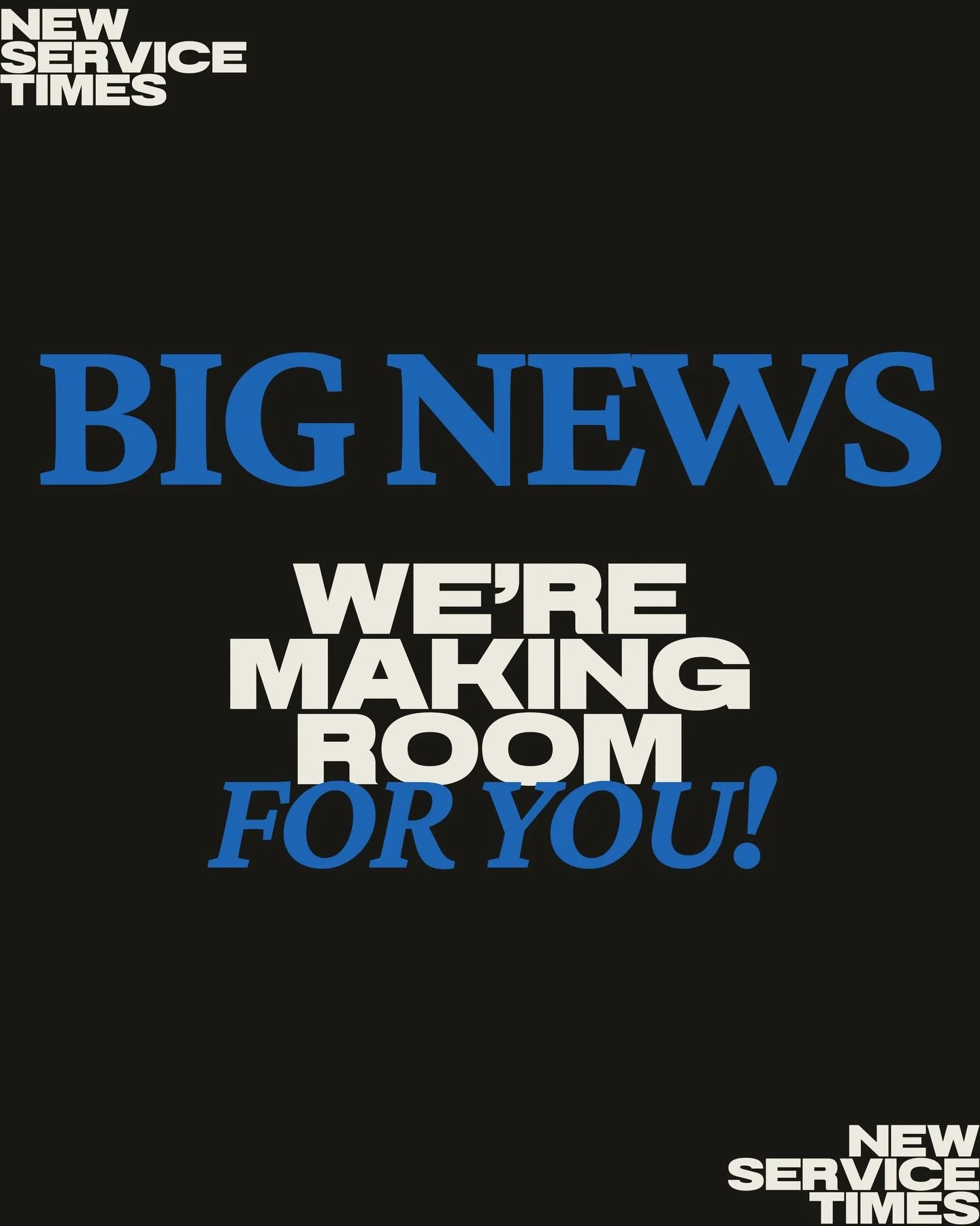 BIG NEWS, BETHESDA! WE&rsquo;RE MAKING ROOM.

Starting Easter Sunday, April 5, Bethesda Church is launching two Sunday services, 9:00 AM and 11:00 AM.

God has been moving in a powerful way in our church, and this next step creates more space for mor