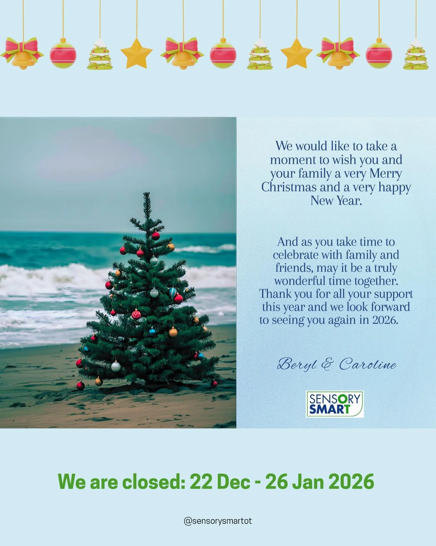 🎄🎄🎄
We would like to take a moment to wish you and your family a very Merry Christmas and a very happy New Year. 

And as you take time to celebrate with family and friends, may it be a truly wonderful time together. 

Thank you for all your suppo