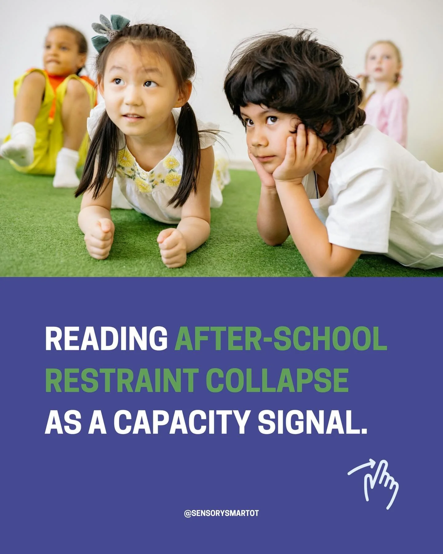 After-school restraint collapse is best read as information, not an event.

When a child appears regulated during the day but consistently collapses once demands drop, it suggests regulation is being maintained through effort rather than supported th