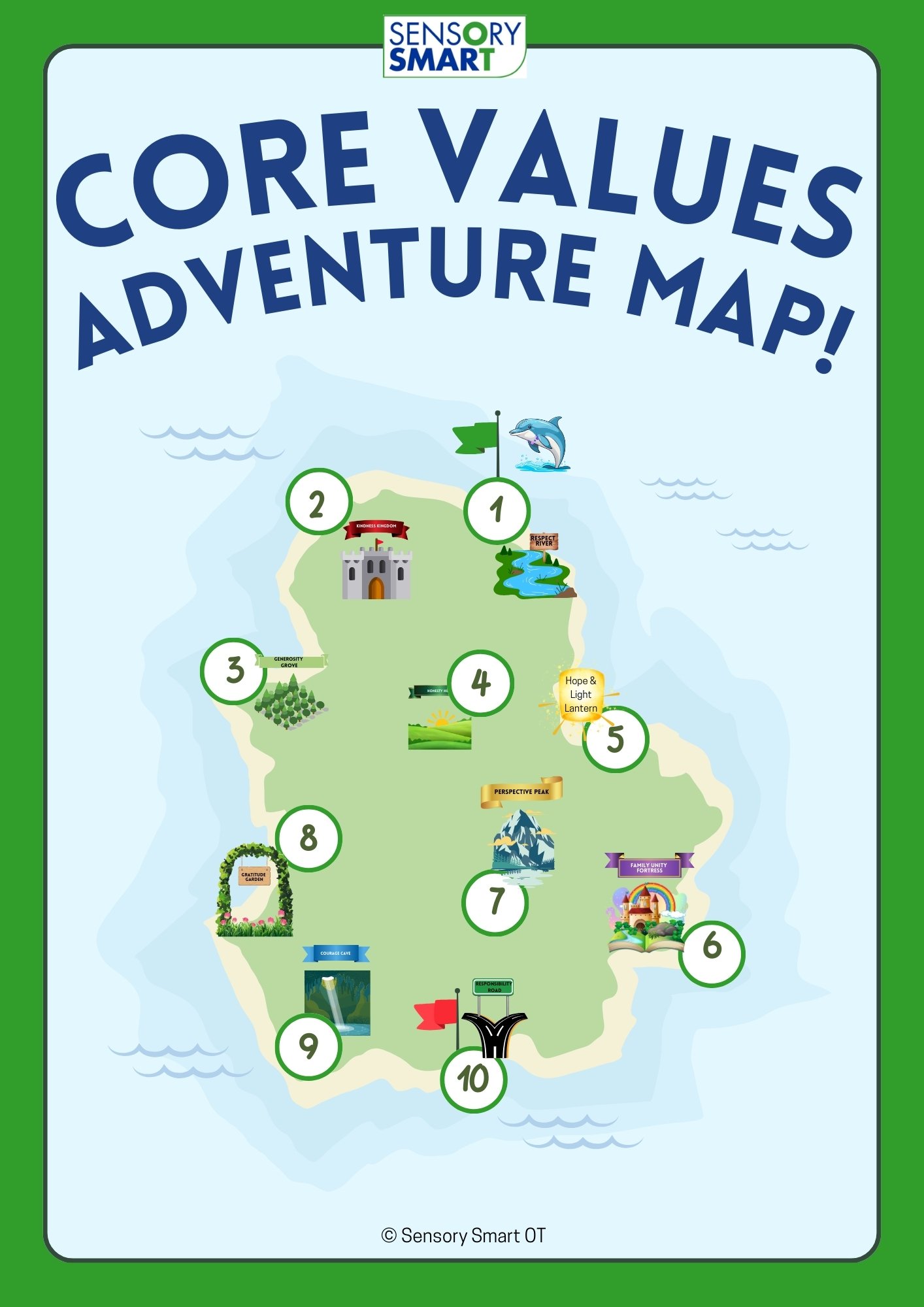 Core Values Adventure Map Game – Printable Strengths and Values Learning Game
