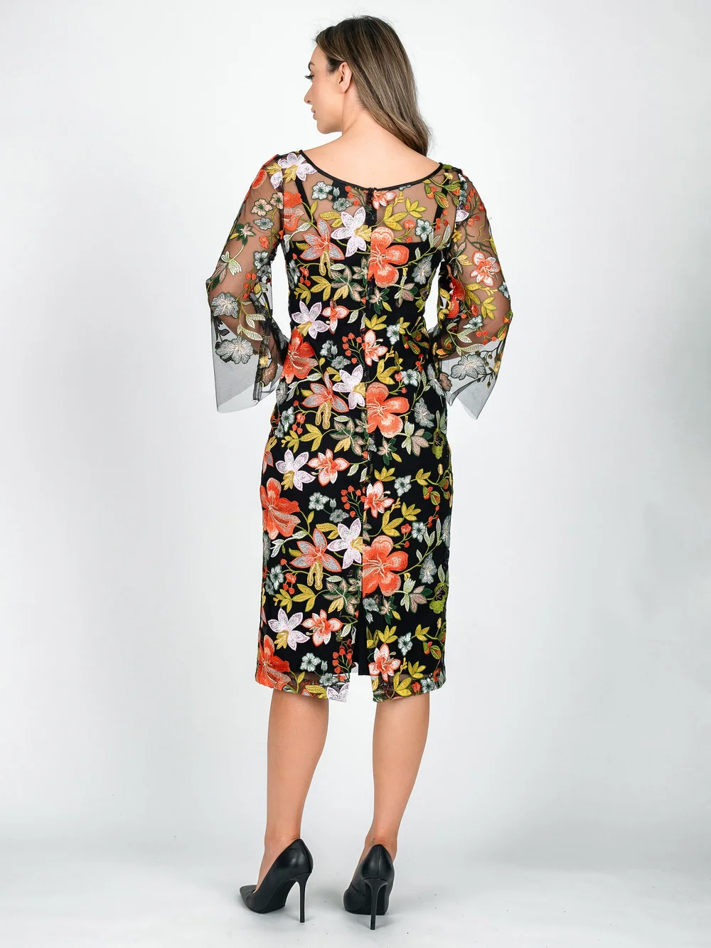 ZEL7058 Lotus Bell Sleeve Cocktail Dress  Michele's