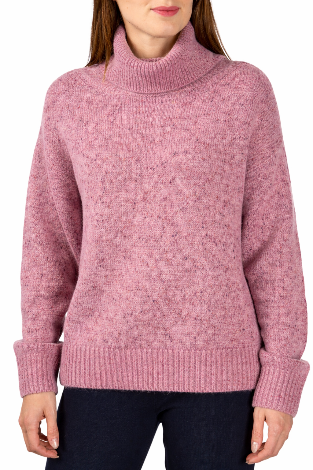 13220 Tweed Rollneck jumper in Pink