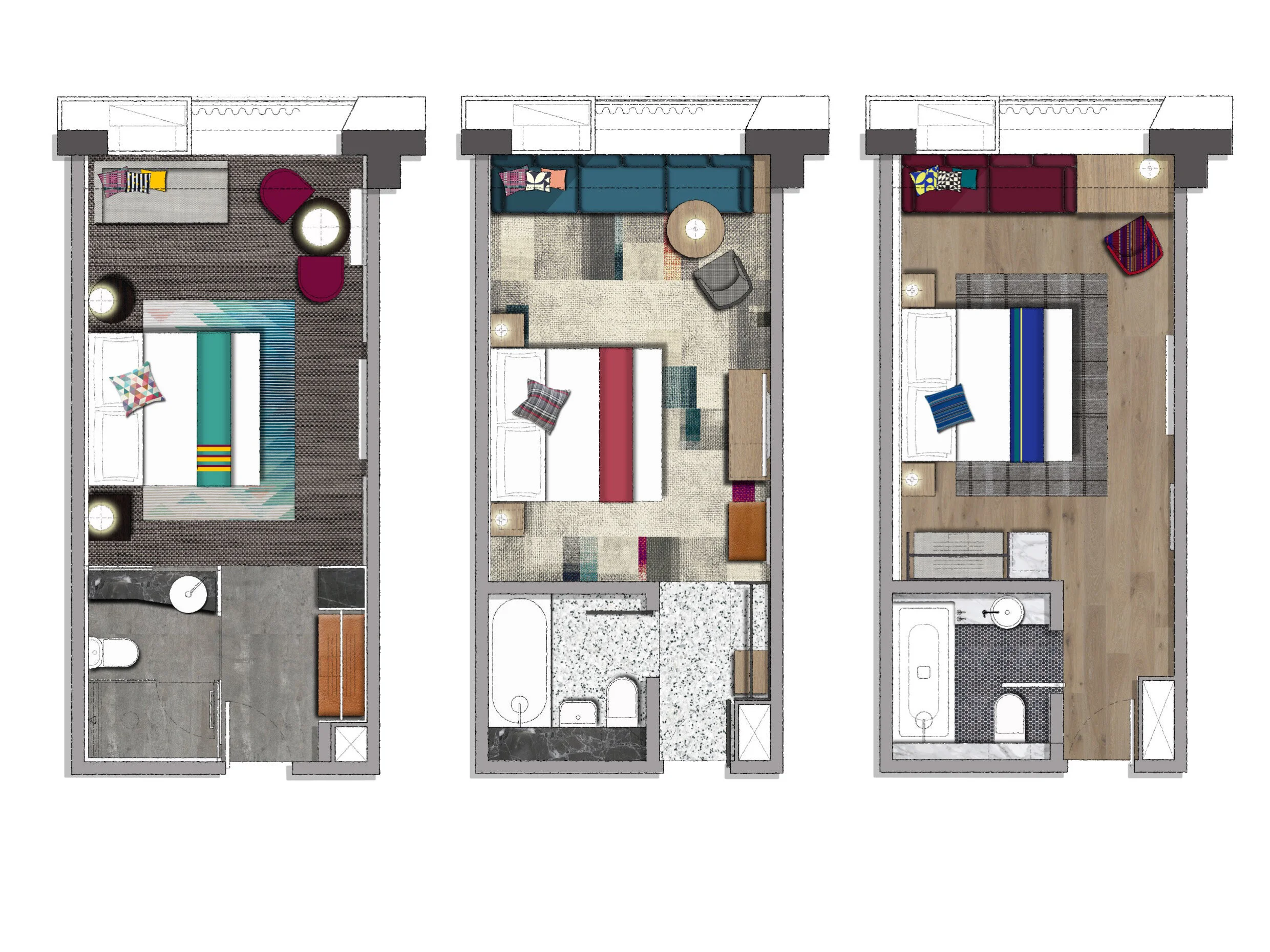 Coloured layout plan options
