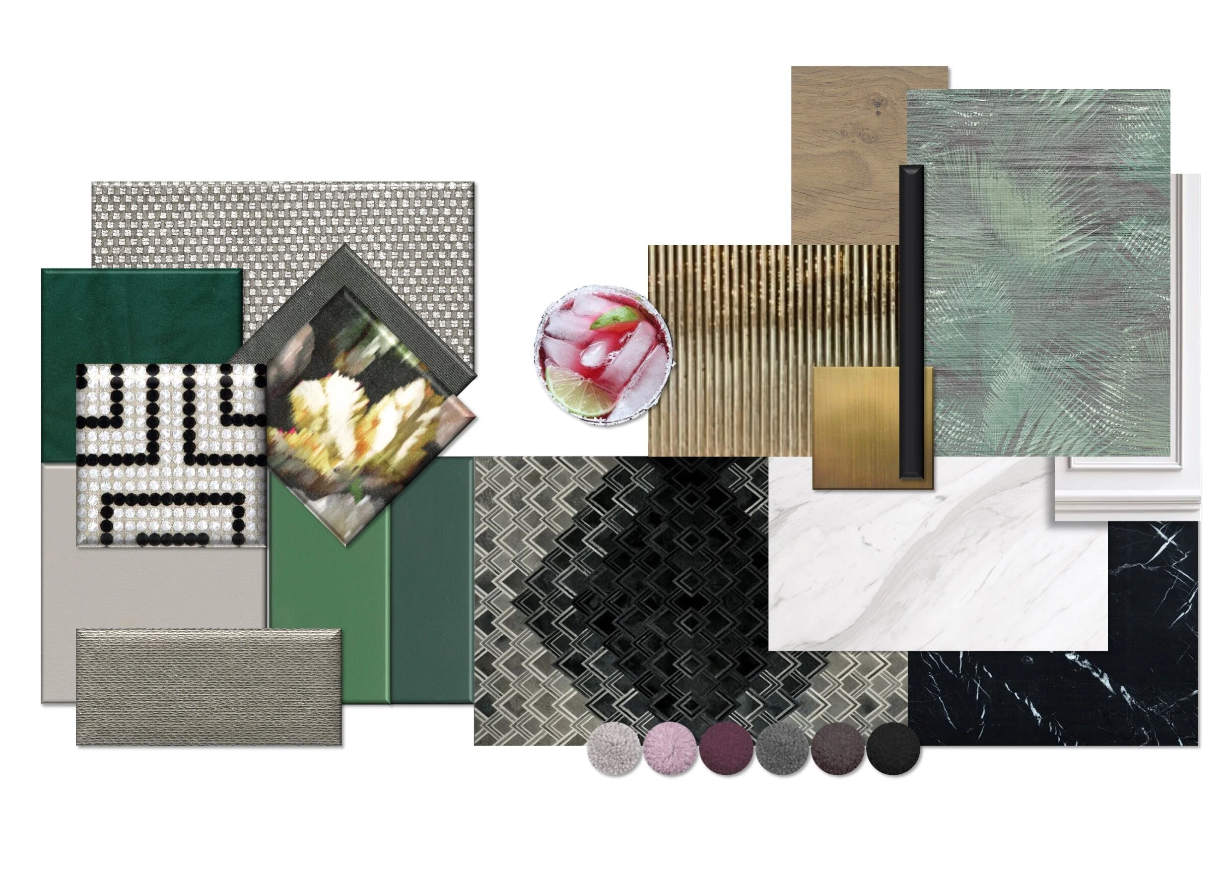 Lobby Bar materials &amp; finishes mood board