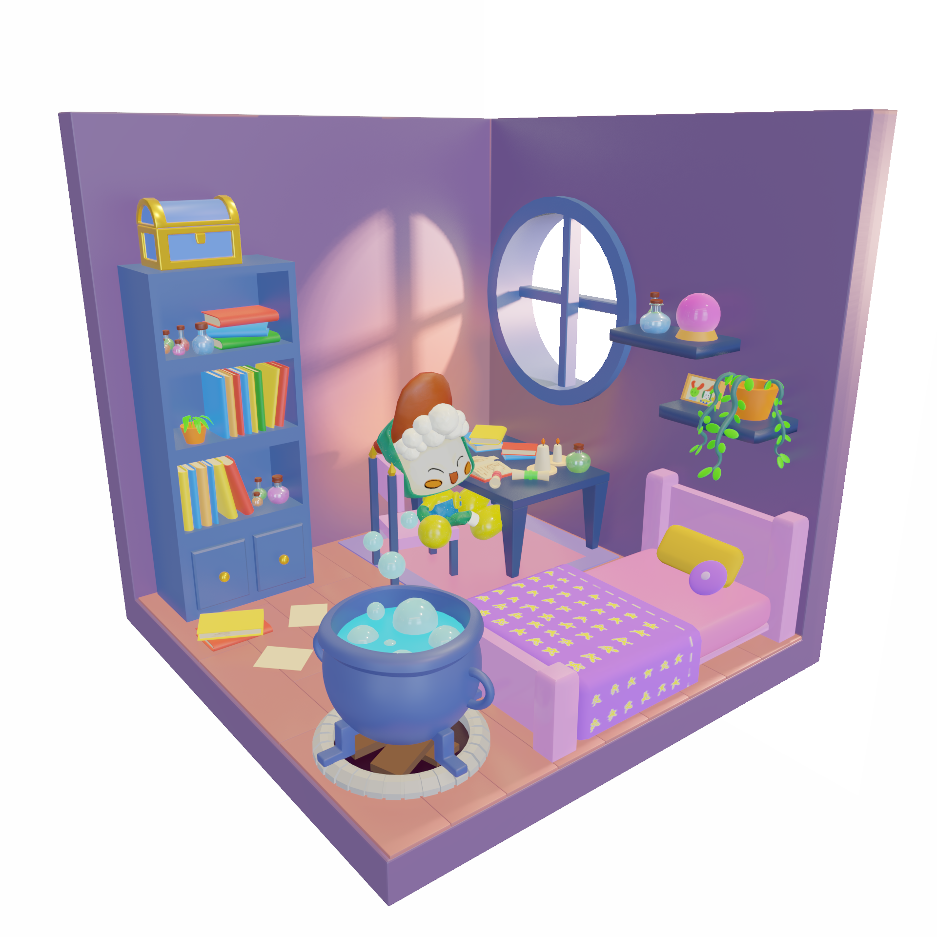 Musubibi sitting in Wizard Room Isometric_2000.png