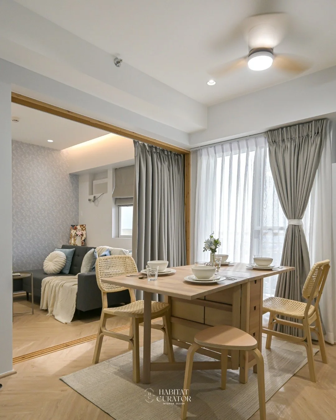 The Summer Seaside project version 2.0 🍉  An entirely different look when we get to rearrange furniture around! 

🛠️ @geethreecaytonconstruction 
📸 @happyheyday.creative 

🐚
Project: Summer Seaside
Area: 39 sqm, 1 Bedroom
Location: Kai Garden Res