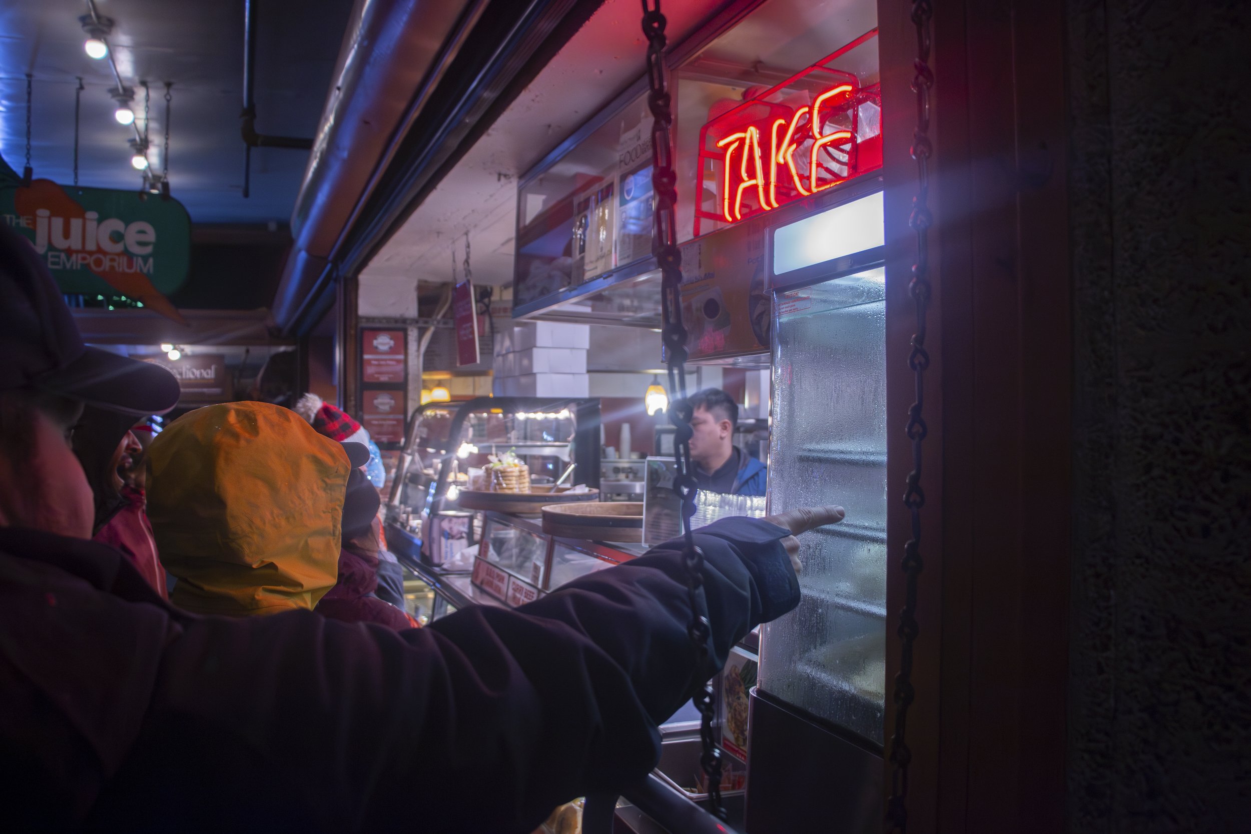Some stores staying open during the 38th annual Great Figgy Pudding Caroling Competition in Pike Place Market Seattle, Wash. on Dec. 1, 2023.