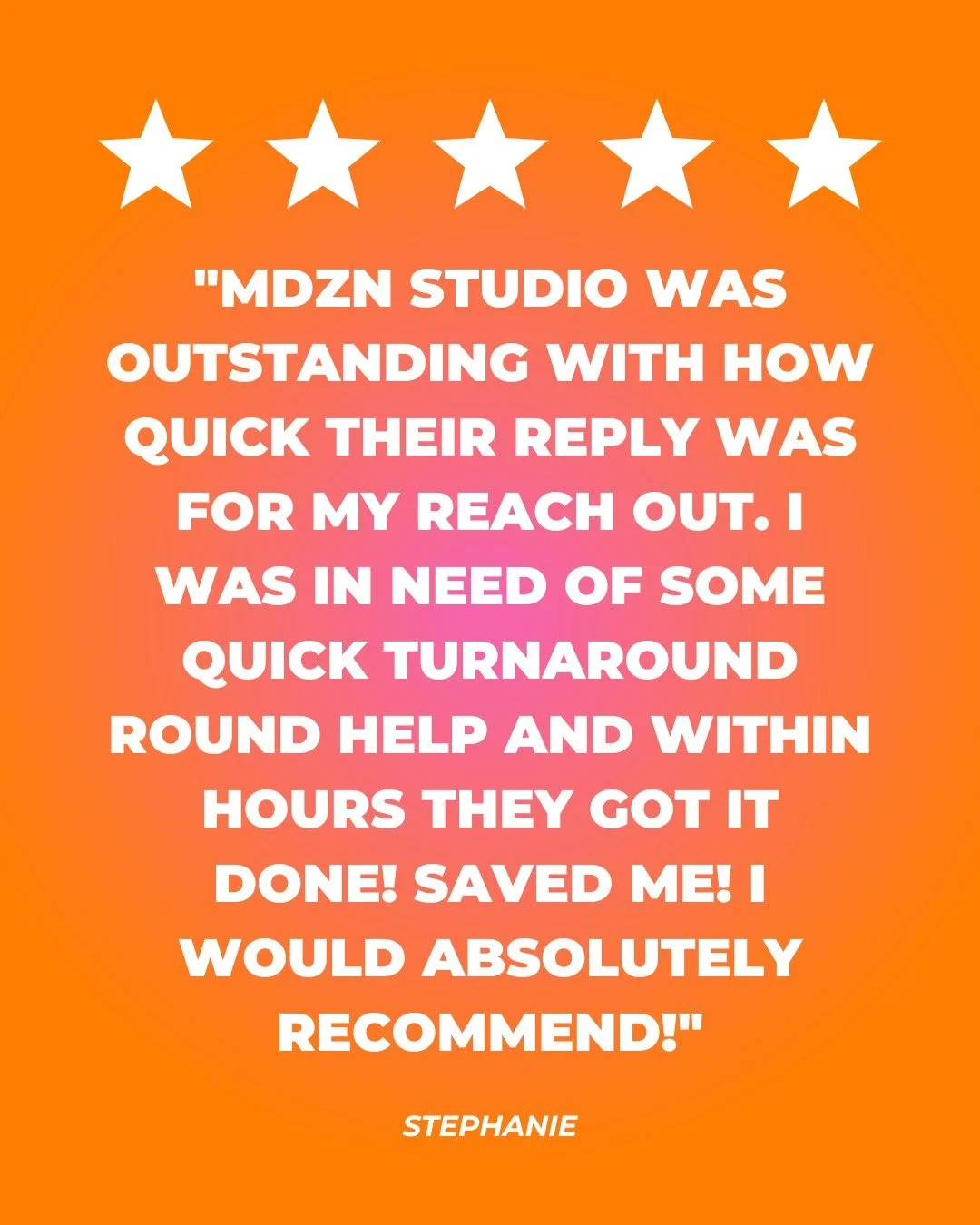 When Stephanie reached out, we showed up &mdash; not just with a solution, but with the kind of care and commitment that makes all the difference. At MDZN Studio, we pride ourselves on being a true partner to your business: responsive, thoughtful, an